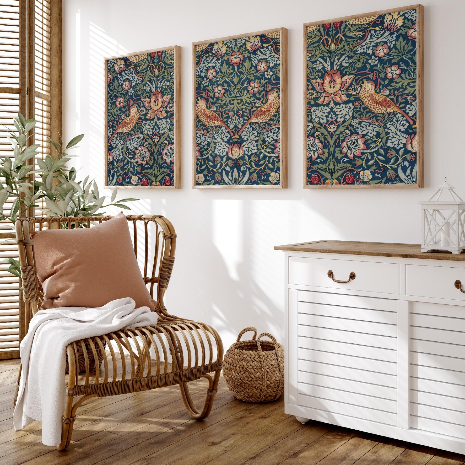 William Morris Strawberry Thief Set of Three Art Prints | Arts and Crafts Illustration Poster
