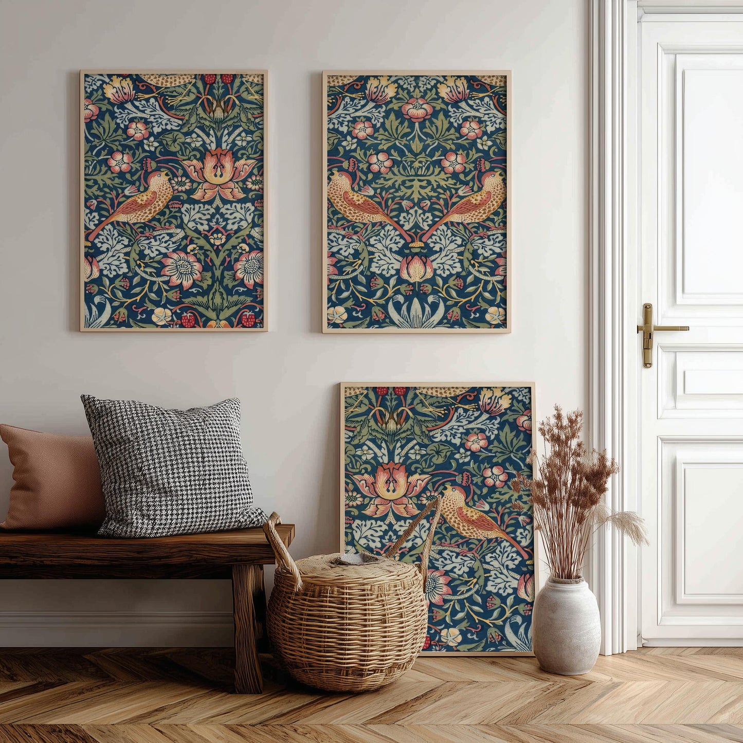 William Morris Strawberry Thief Set of Three Art Prints | Arts and Crafts Illustration Poster