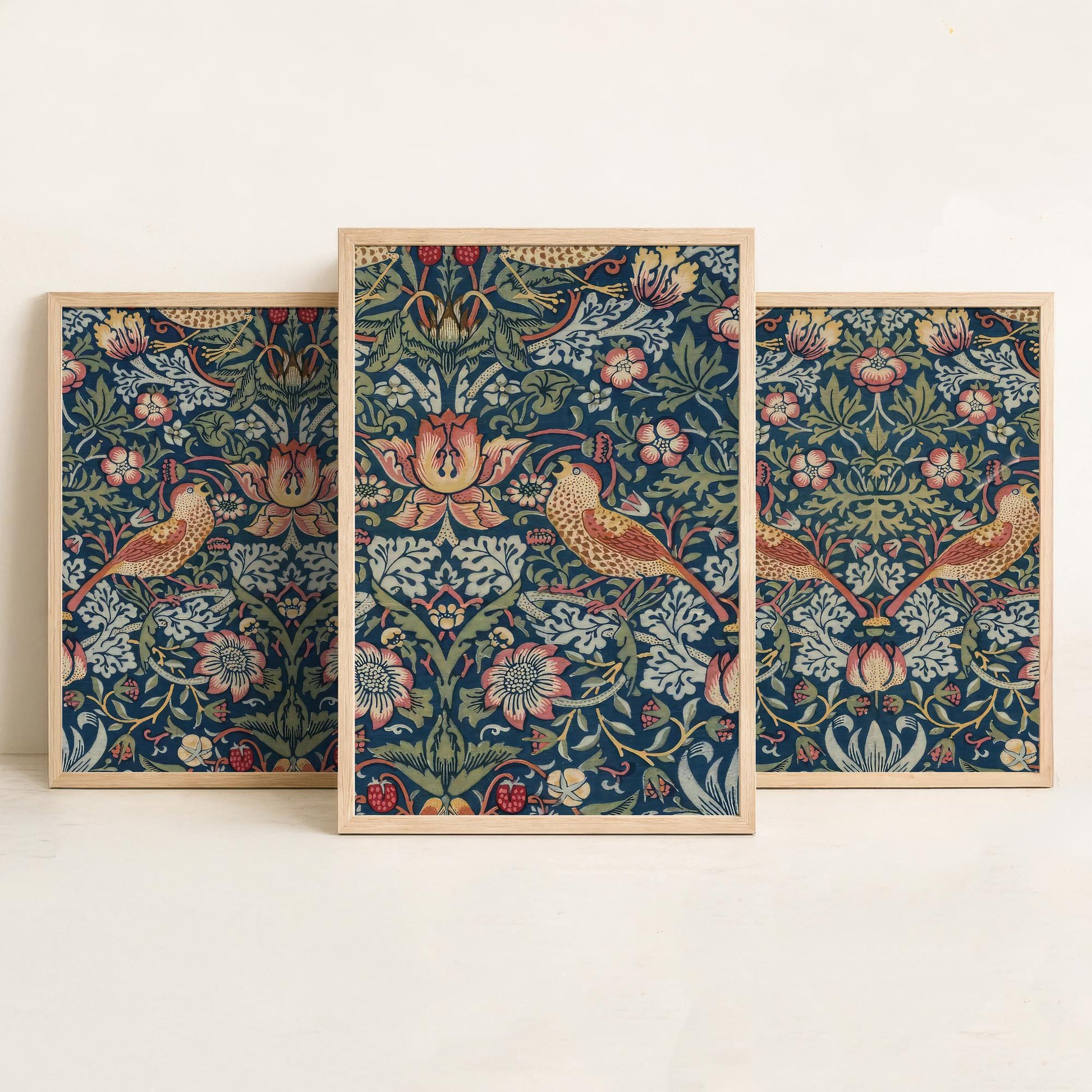 William Morris Strawberry Thief Set of Three Art Prints | Arts and Crafts Illustration Poster