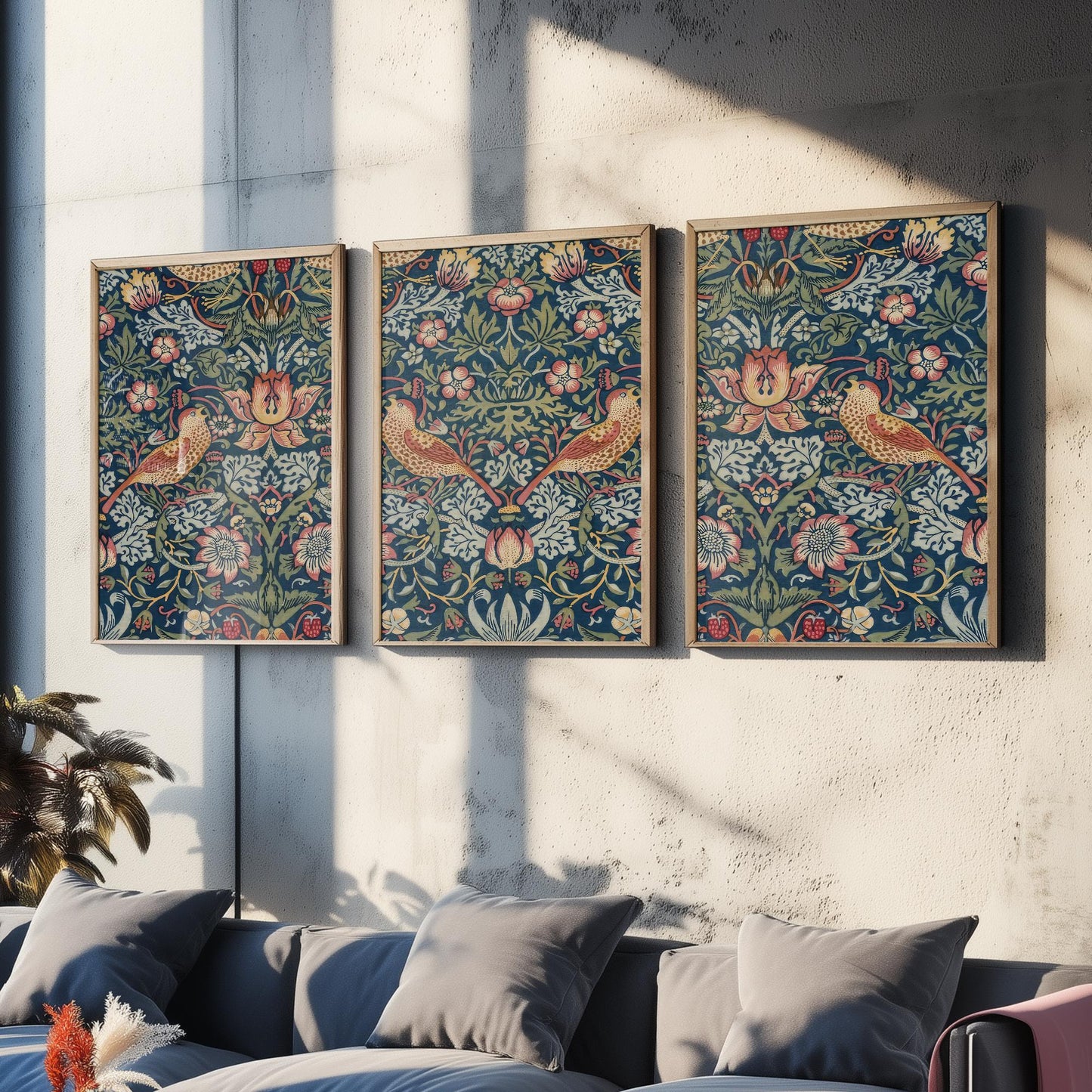 William Morris Strawberry Thief Set of Three Art Prints | Arts and Crafts Illustration Poster