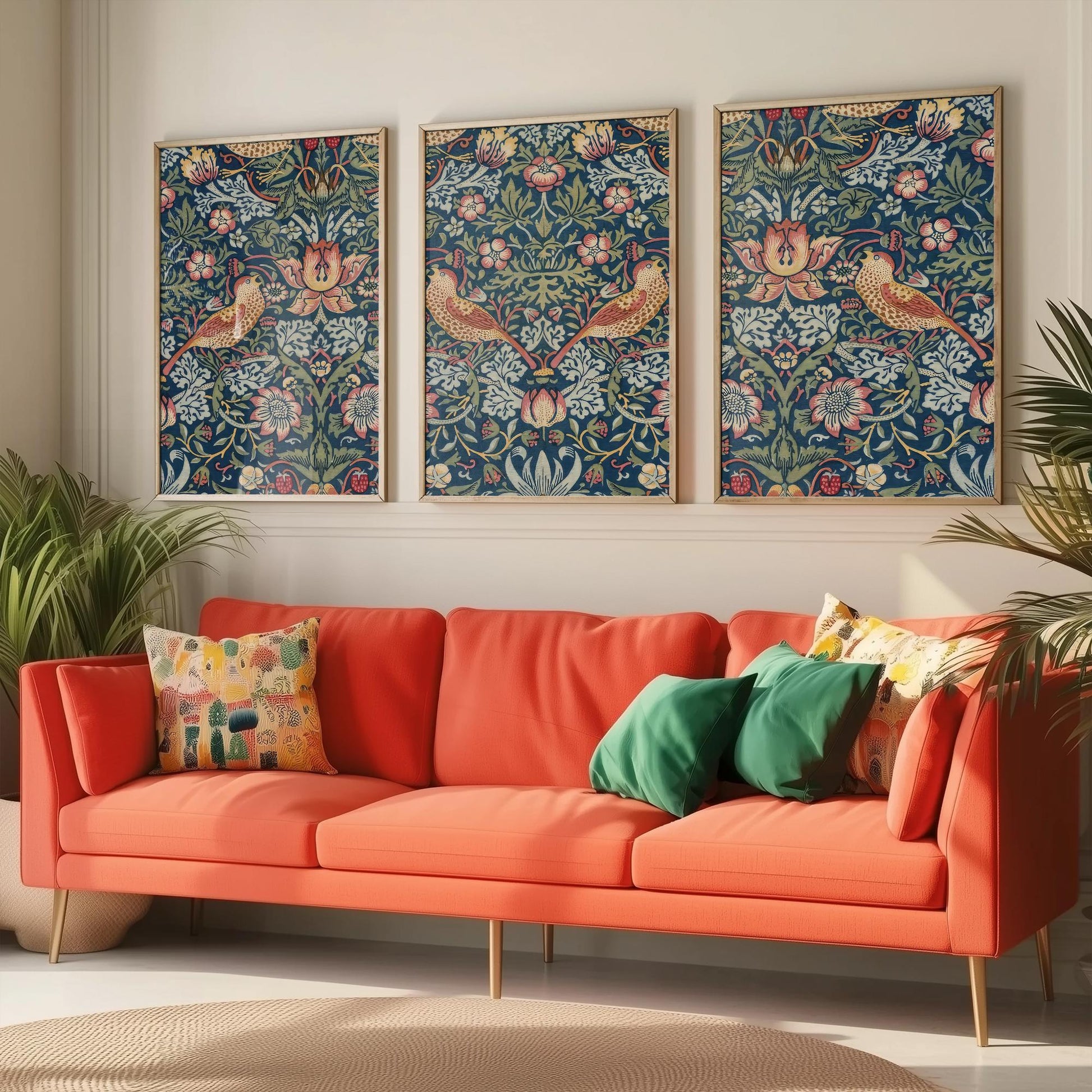 William Morris Strawberry Thief Set of Three Art Prints | Arts and Crafts Illustration Poster