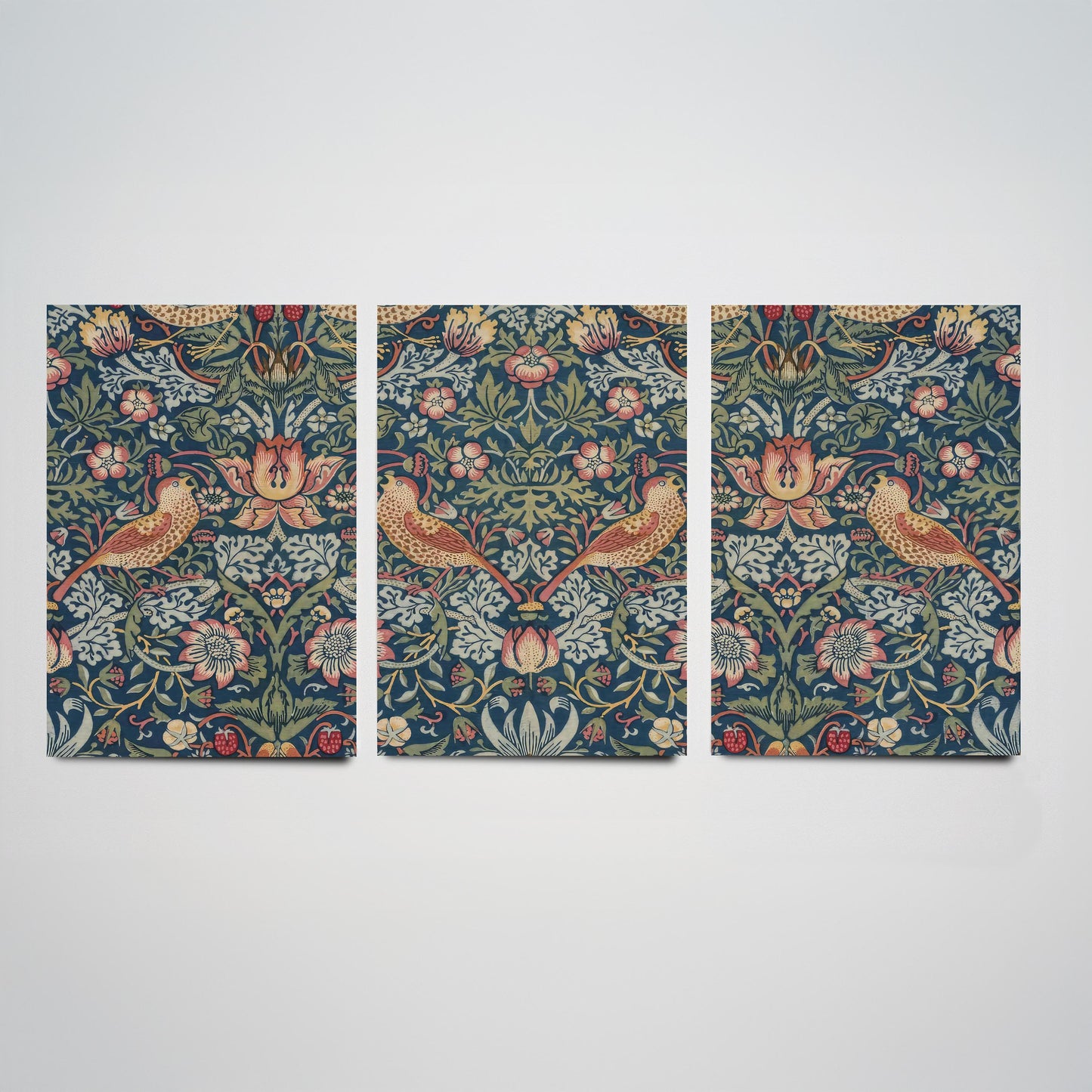 William Morris Strawberry Thief Set of Three Art Prints | Arts and Crafts Illustration Poster