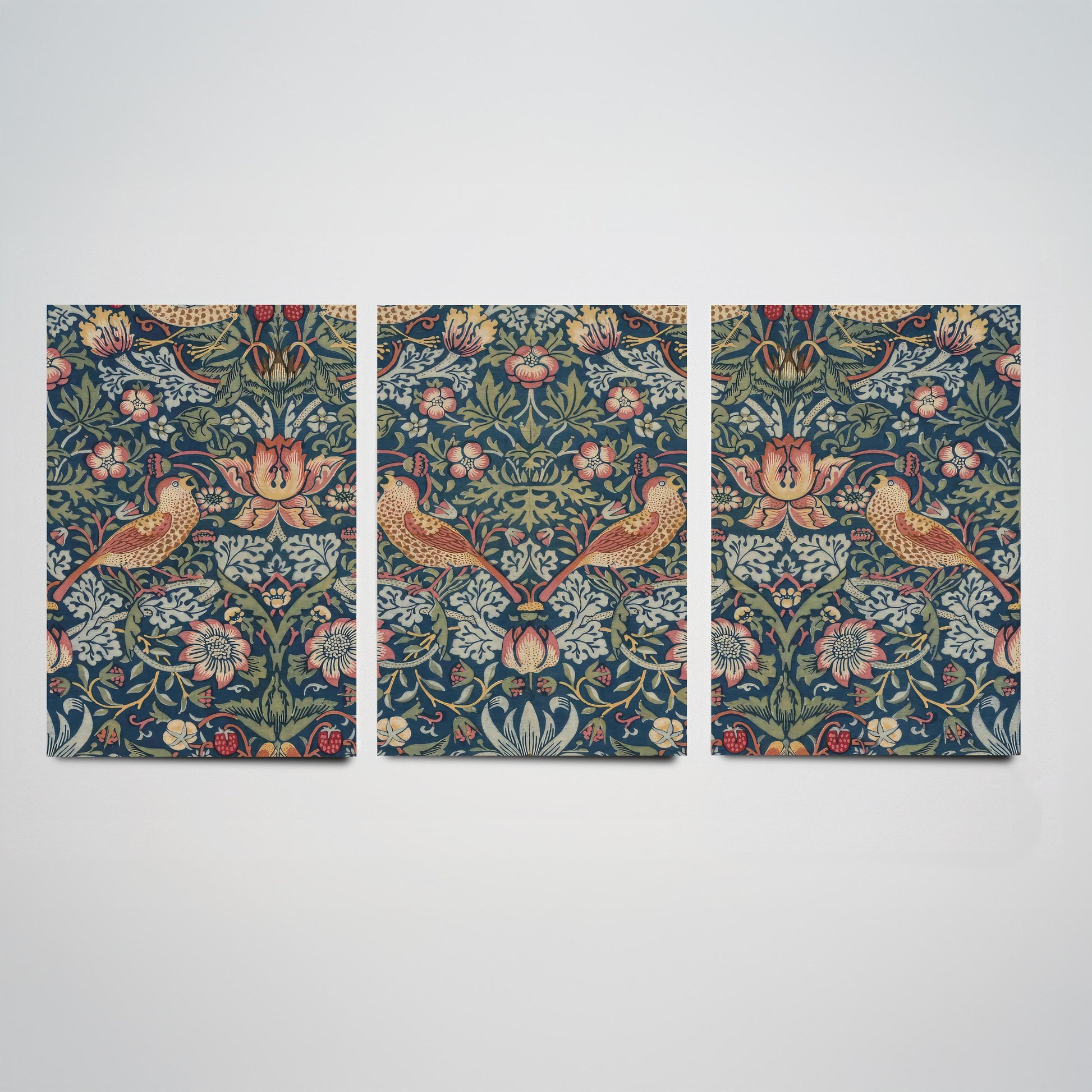 William Morris Strawberry Thief Set of Three Art Prints | Arts and Crafts Illustration Poster