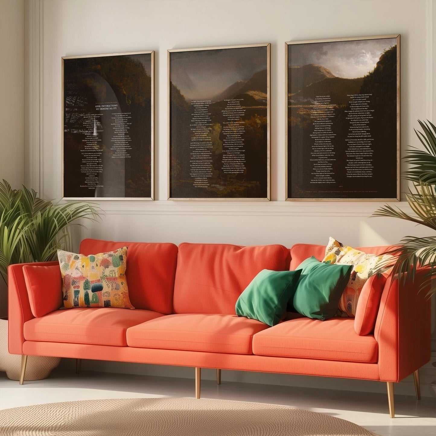 Ode Intimations of Immortality by William Wordsworth Set of Three Art Prints - Full Poem over Thomas Cole Painting - Poetry Posters