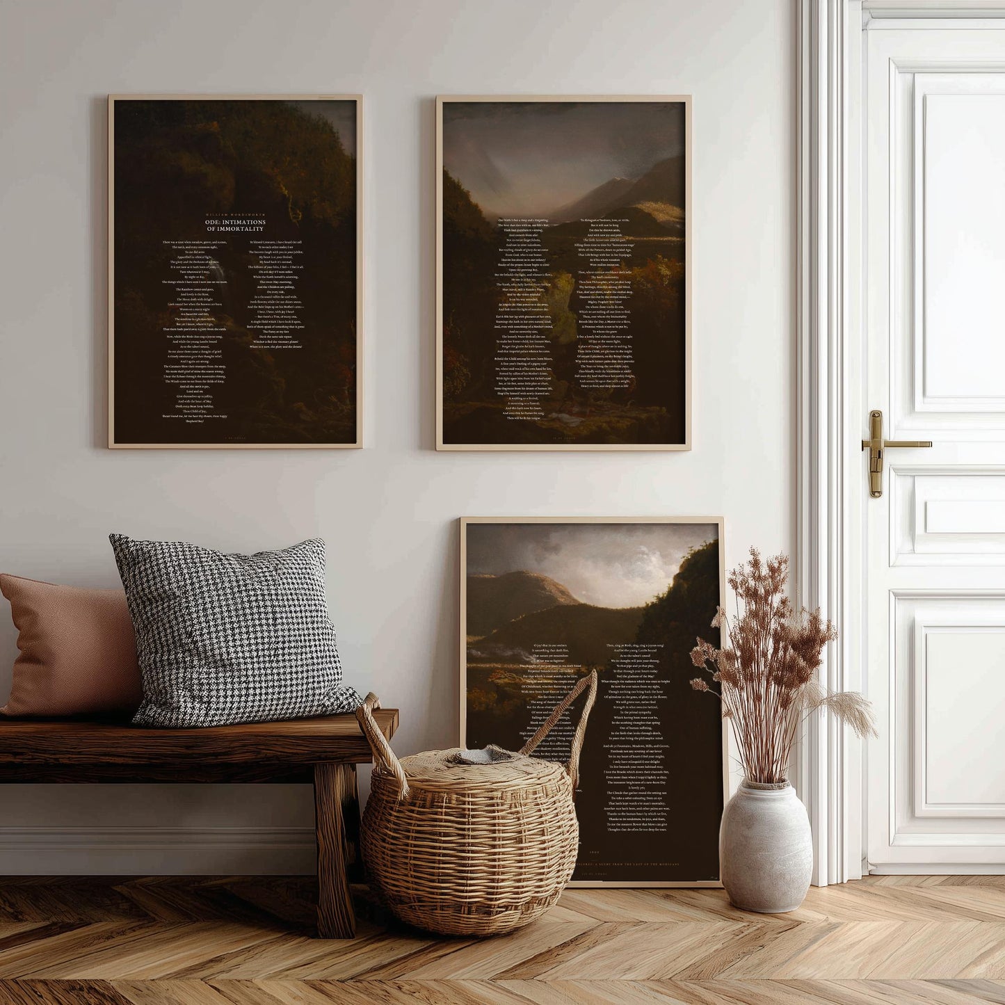 Ode Intimations of Immortality by William Wordsworth Set of Three Art Prints - Full Poem over Thomas Cole Painting - Poetry Posters