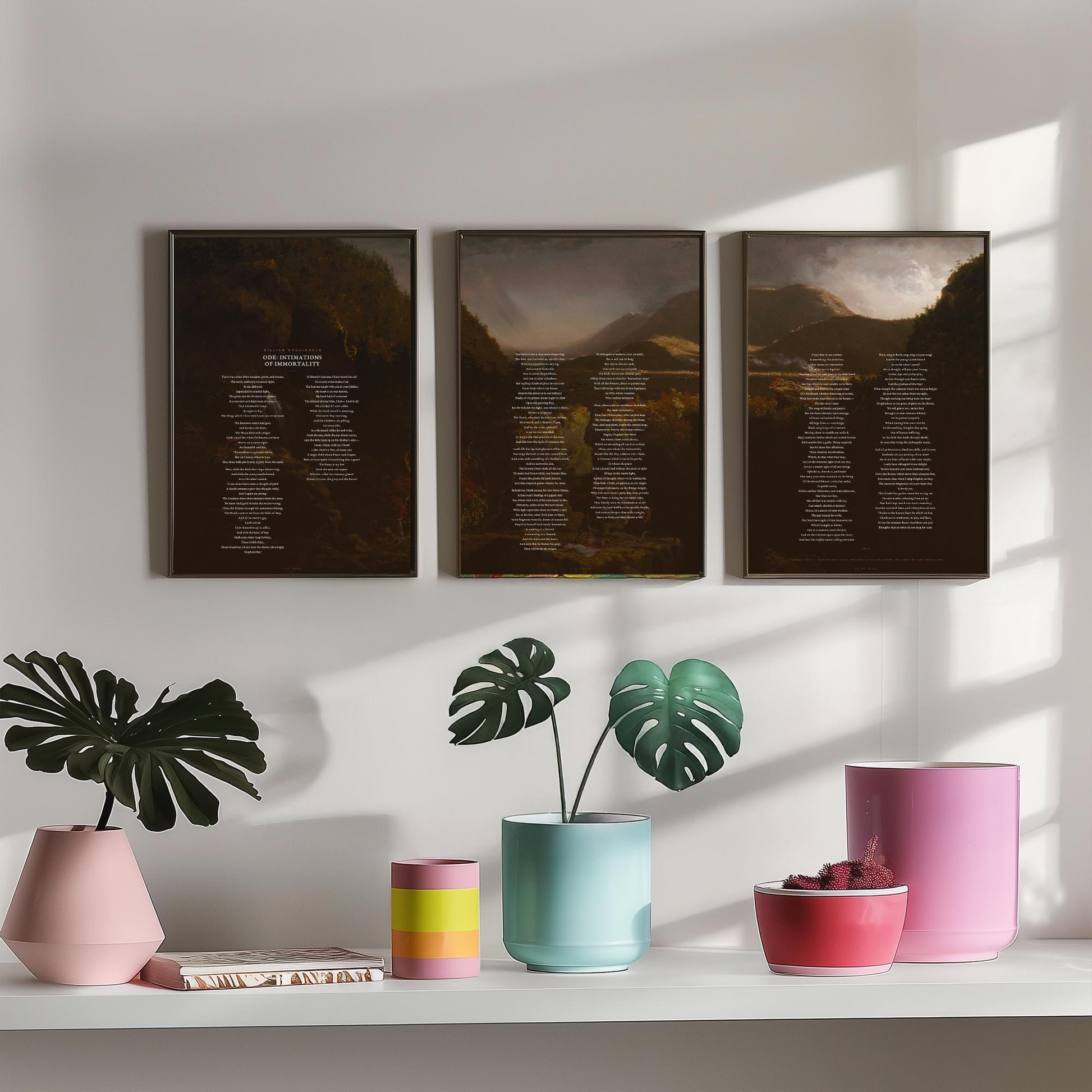 Ode Intimations of Immortality by William Wordsworth Set of Three Art Prints - Full Poem over Thomas Cole Painting - Poetry Posters