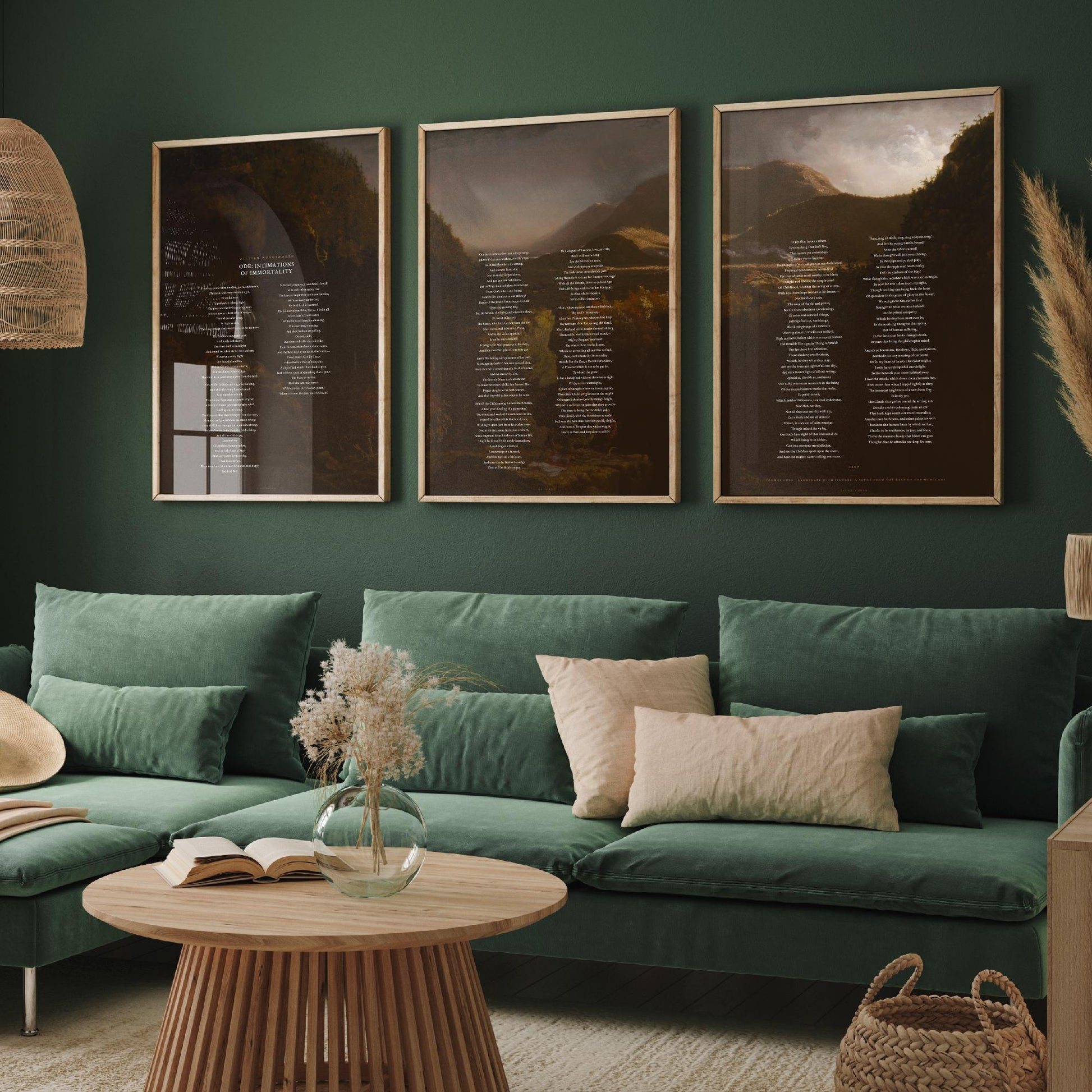 Ode Intimations of Immortality by William Wordsworth Set of Three Art Prints - Full Poem over Thomas Cole Painting - Poetry Posters
