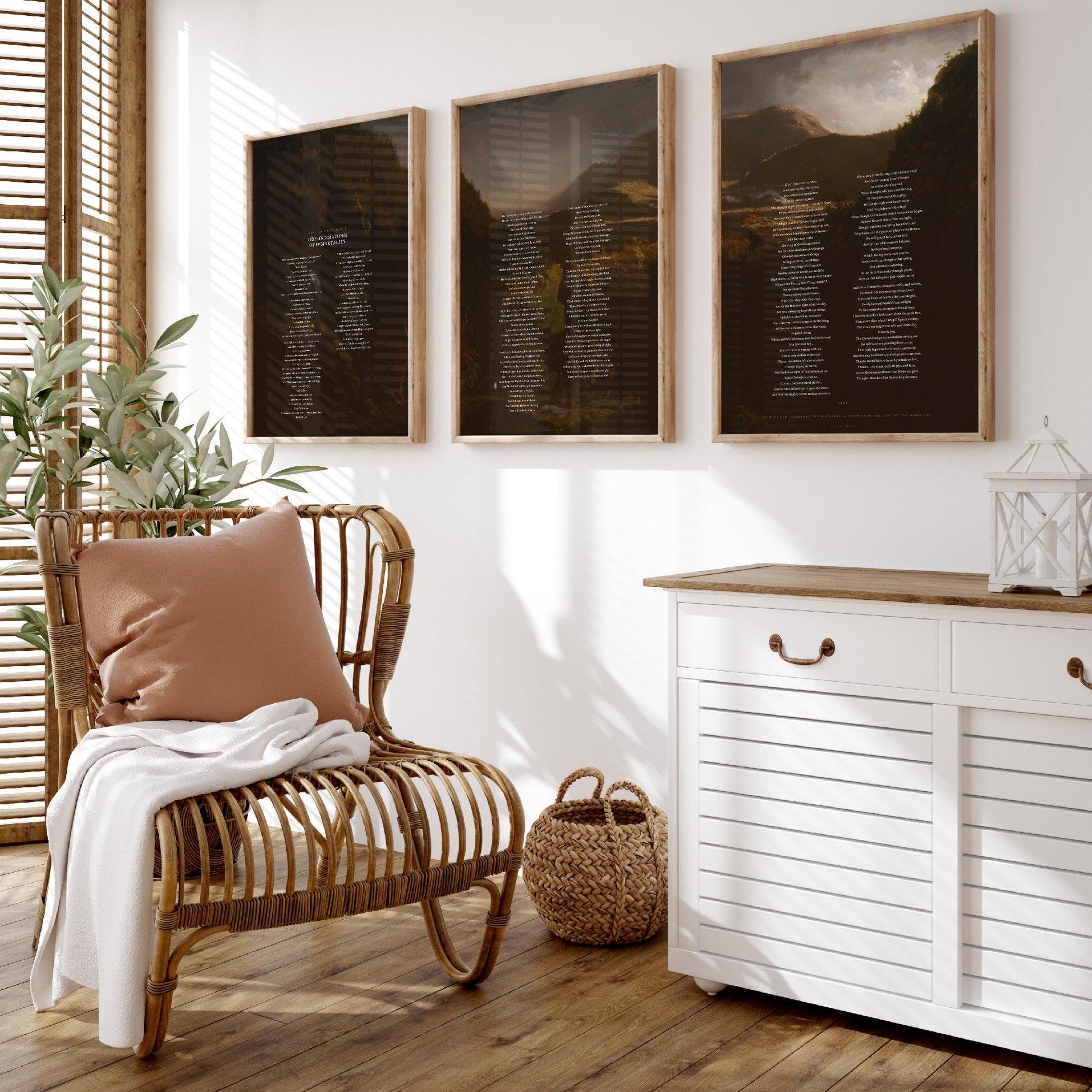 Ode Intimations of Immortality by William Wordsworth Set of Three Art Prints - Full Poem over Thomas Cole Painting - Poetry Posters