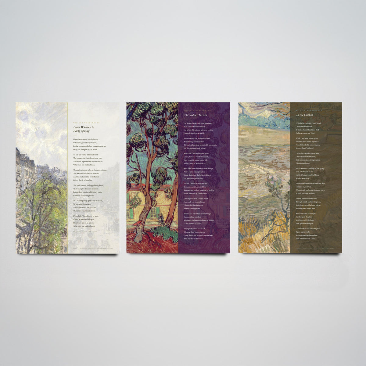 Wordsworth Set of Three Art Prints - Lines Written in Early Spring, The Tables Turned, To the Cuckoo - Van Gogh Painting Poster Triptych V2