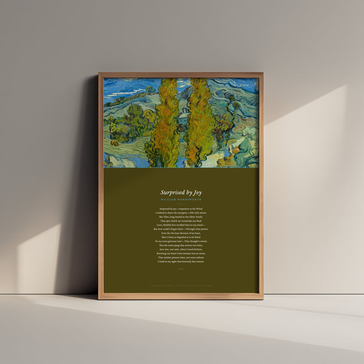 Surprised by Joy by William Wordsworth Art Print - Full Sonnet beneath Van Gogh Two Poplars Painting - Grief Poetry Poster