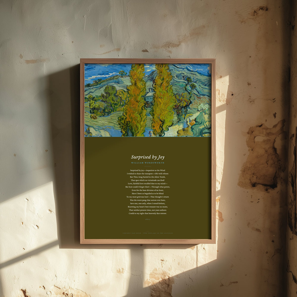 Surprised by Joy by William Wordsworth Art Print - Full Sonnet beneath Van Gogh Two Poplars Painting - Grief Poetry Poster