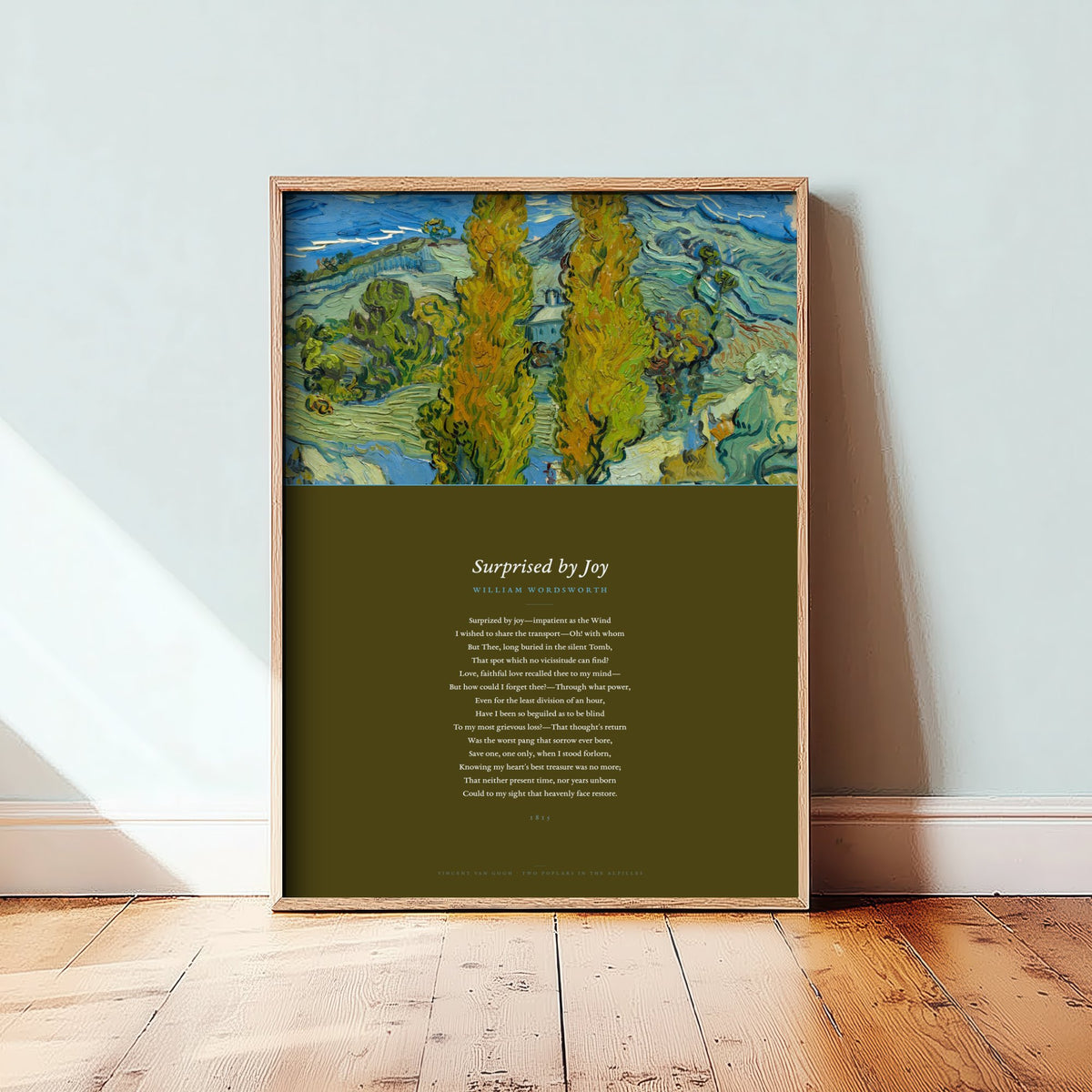 Surprised by Joy by William Wordsworth Art Print - Full Sonnet beneath Van Gogh Two Poplars Painting - Grief Poetry Poster