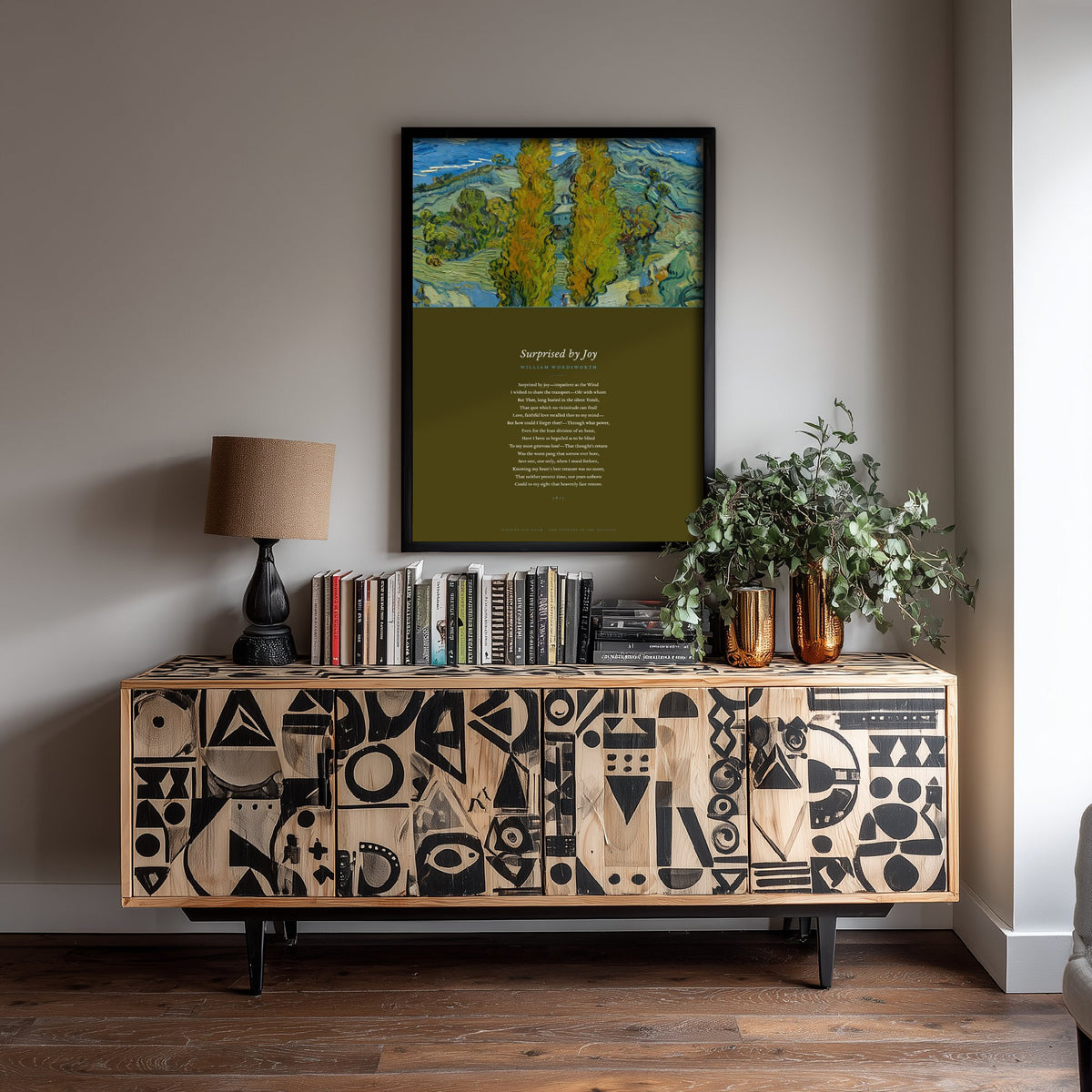 Surprised by Joy by William Wordsworth Art Print - Full Sonnet beneath Van Gogh Two Poplars Painting - Grief Poetry Poster