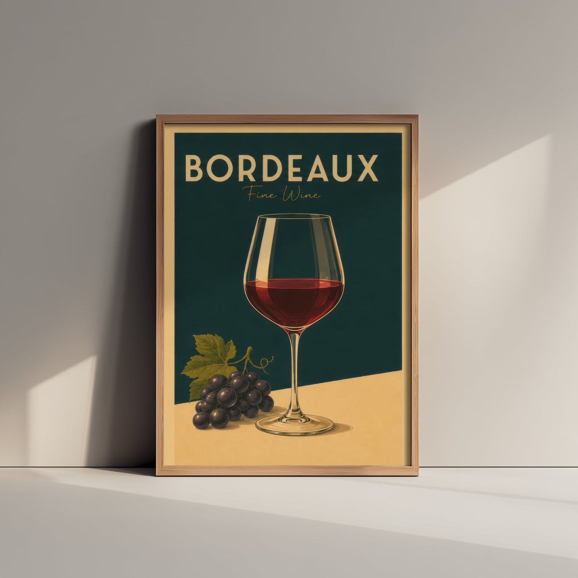 Vintage Bordeaux Wine Art Print - Kitchen Poster - Food Illustration - Red Wine Glass Wall Art 1/3