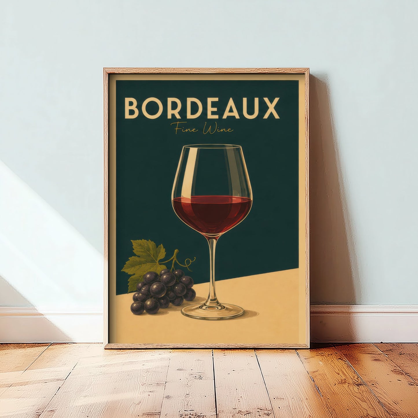 Vintage Bordeaux Wine Art Print - Kitchen Poster - Food Illustration - Red Wine Glass Wall Art 1/3