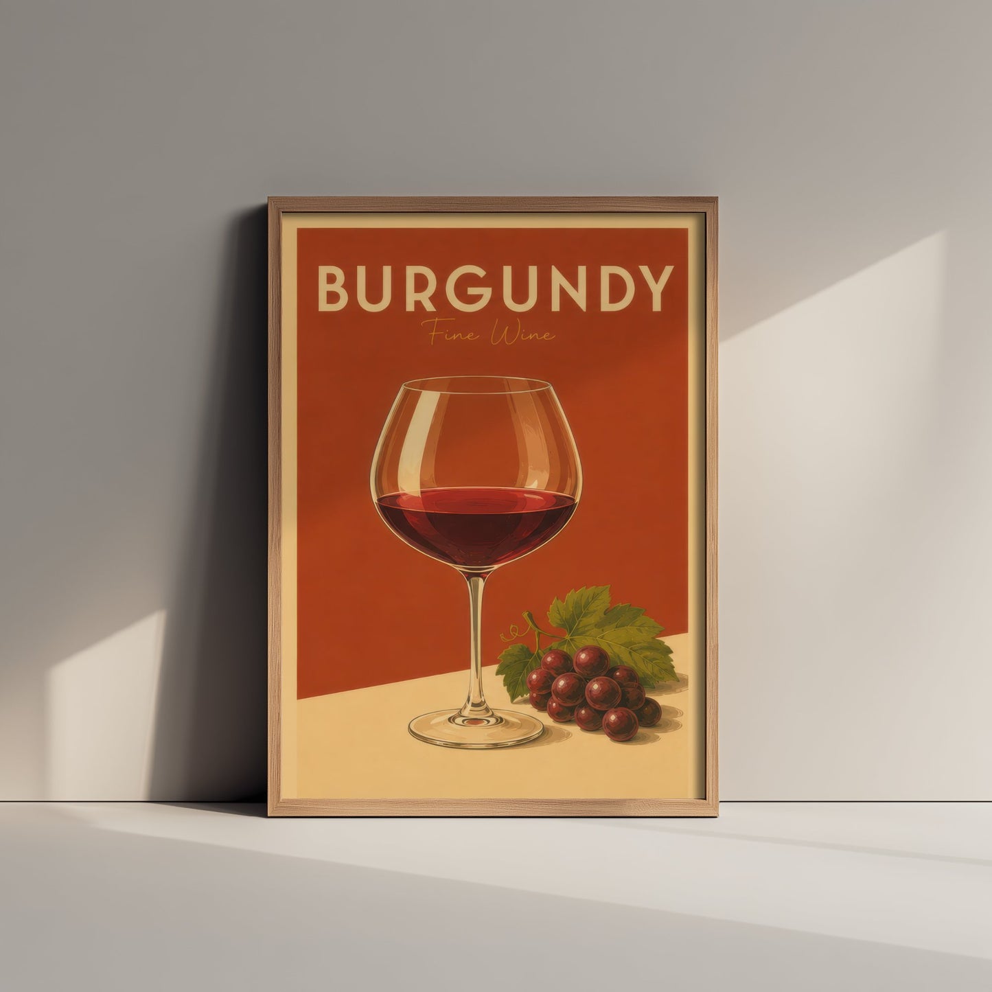 Vintage Burgundy Wine Art Print - Kitchen Poster - Food Illustration - Red Wine Glass Wall Art 2/3