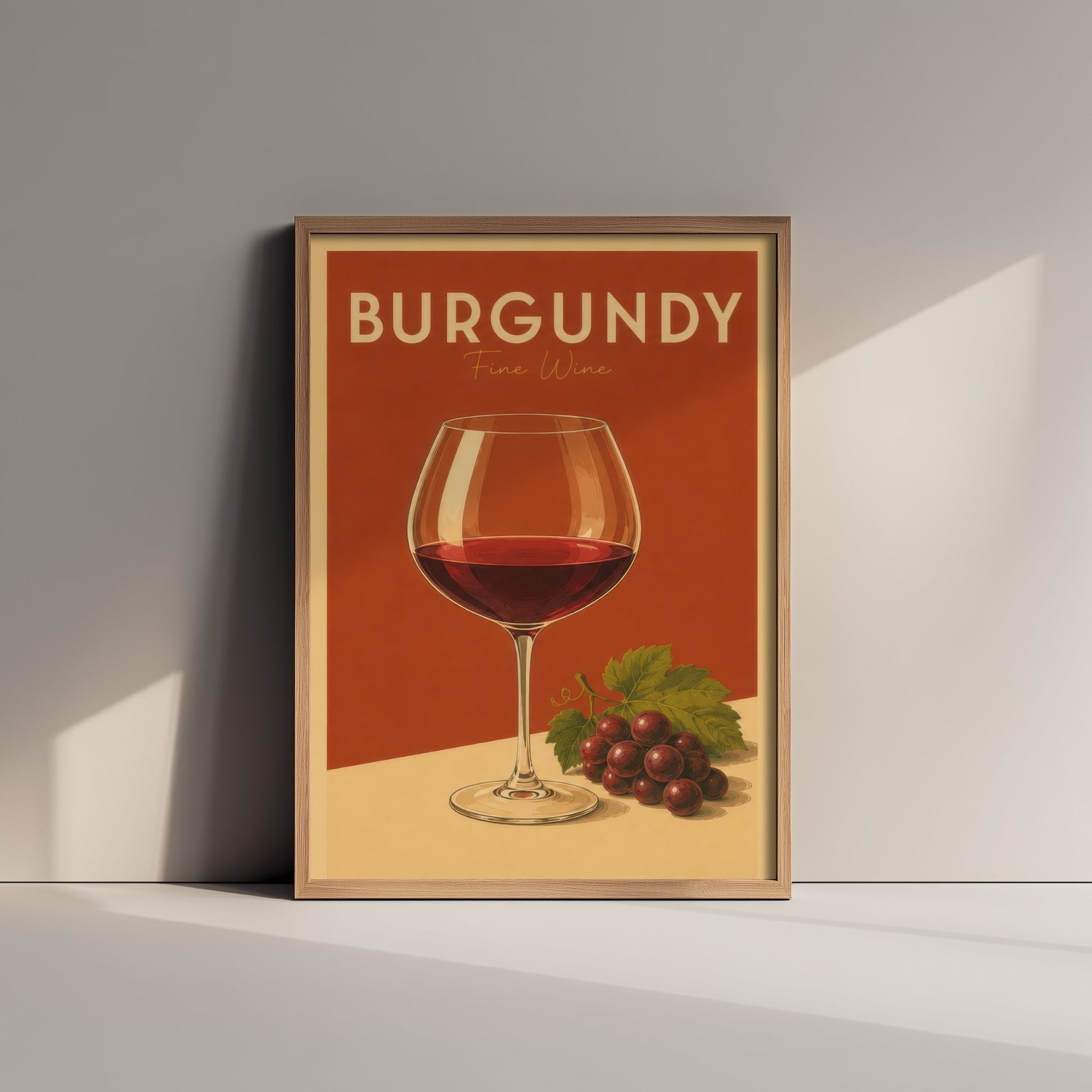 Vintage Burgundy Wine Art Print - Kitchen Poster - Food Illustration - Red Wine Glass Wall Art 2/3