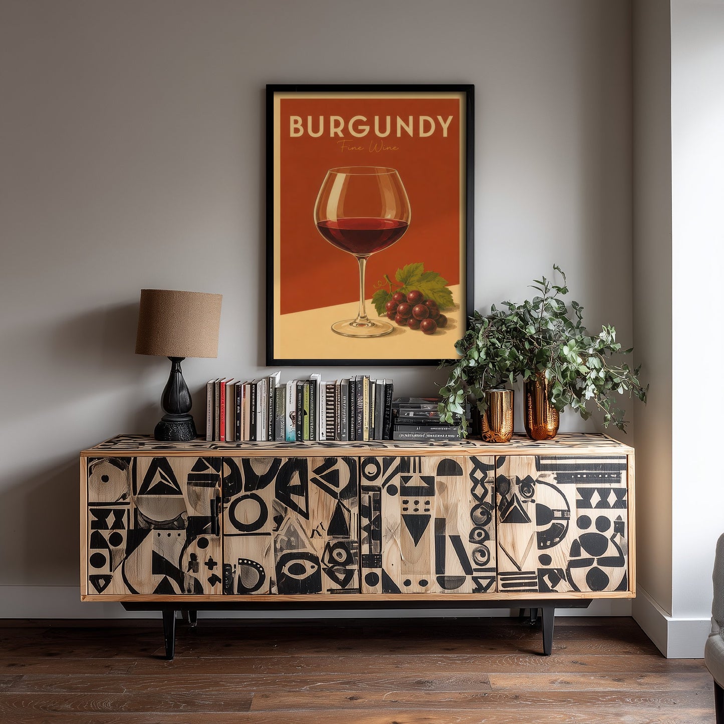 Vintage Burgundy Wine Art Print - Kitchen Poster - Food Illustration - Red Wine Glass Wall Art 2/3