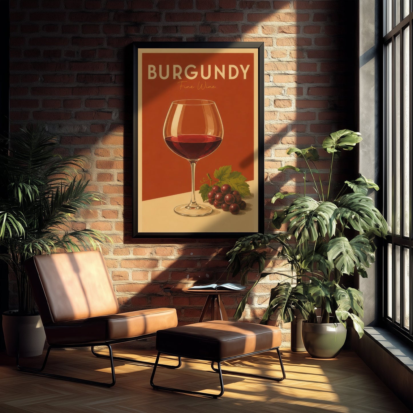 Vintage Burgundy Wine Art Print - Kitchen Poster - Food Illustration - Red Wine Glass Wall Art 2/3