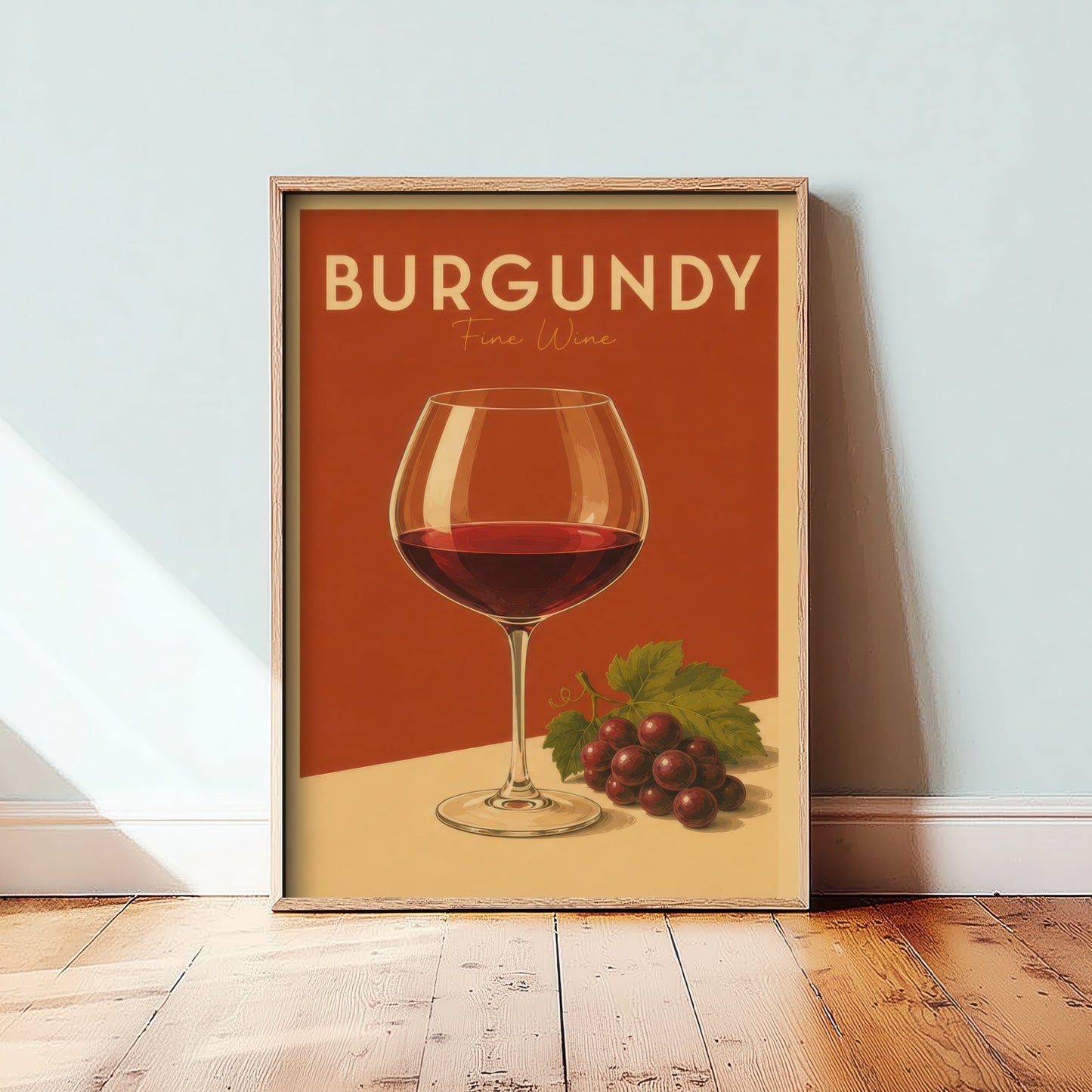 Vintage Burgundy Wine Art Print - Kitchen Poster - Food Illustration - Red Wine Glass Wall Art 2/3