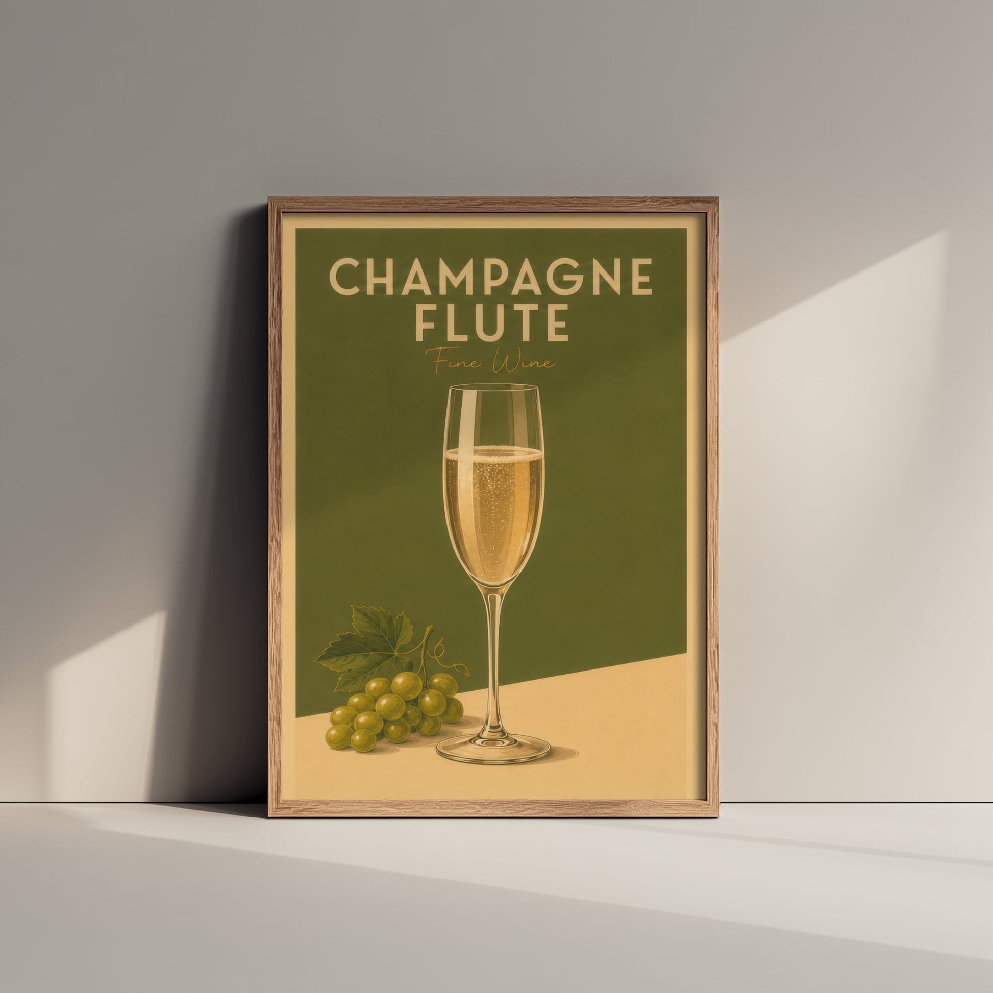 Vintage Champagne Art Print - Kitchen Poster - Food Illustration - Sparkling Wine Flute Wall Art 3/3