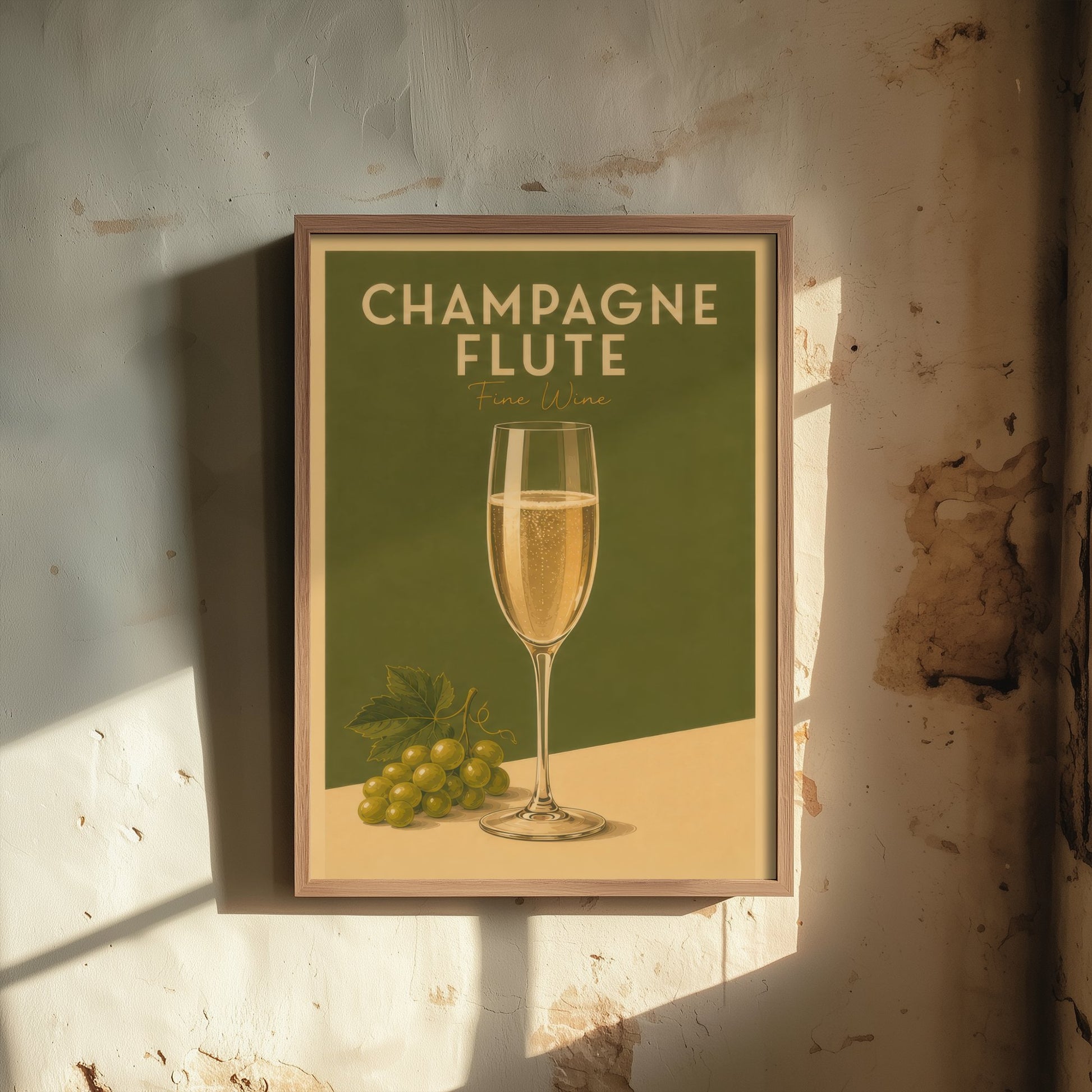 Vintage Champagne Art Print - Kitchen Poster - Food Illustration - Sparkling Wine Flute Wall Art 3/3