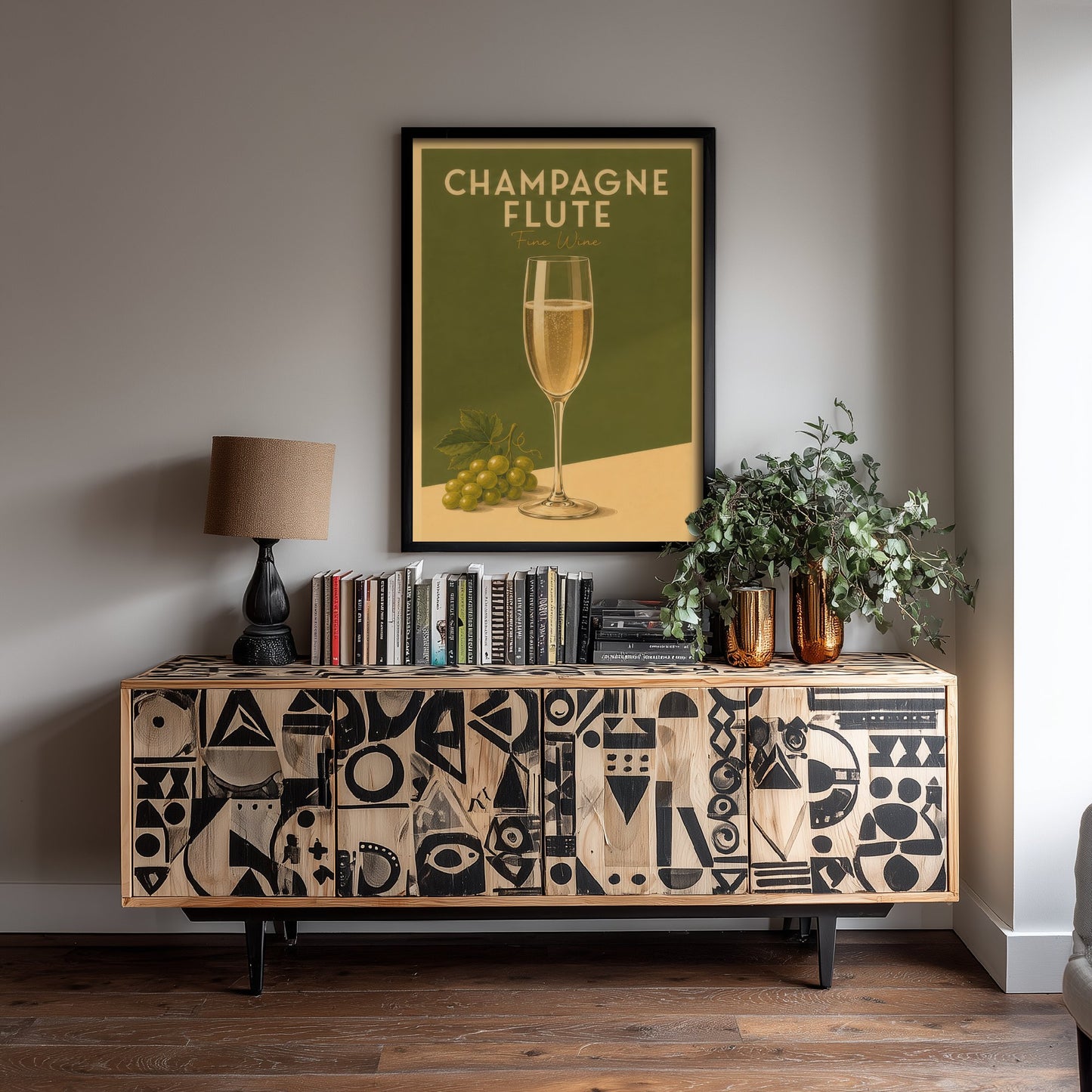 Vintage Champagne Art Print - Kitchen Poster - Food Illustration - Sparkling Wine Flute Wall Art 3/3