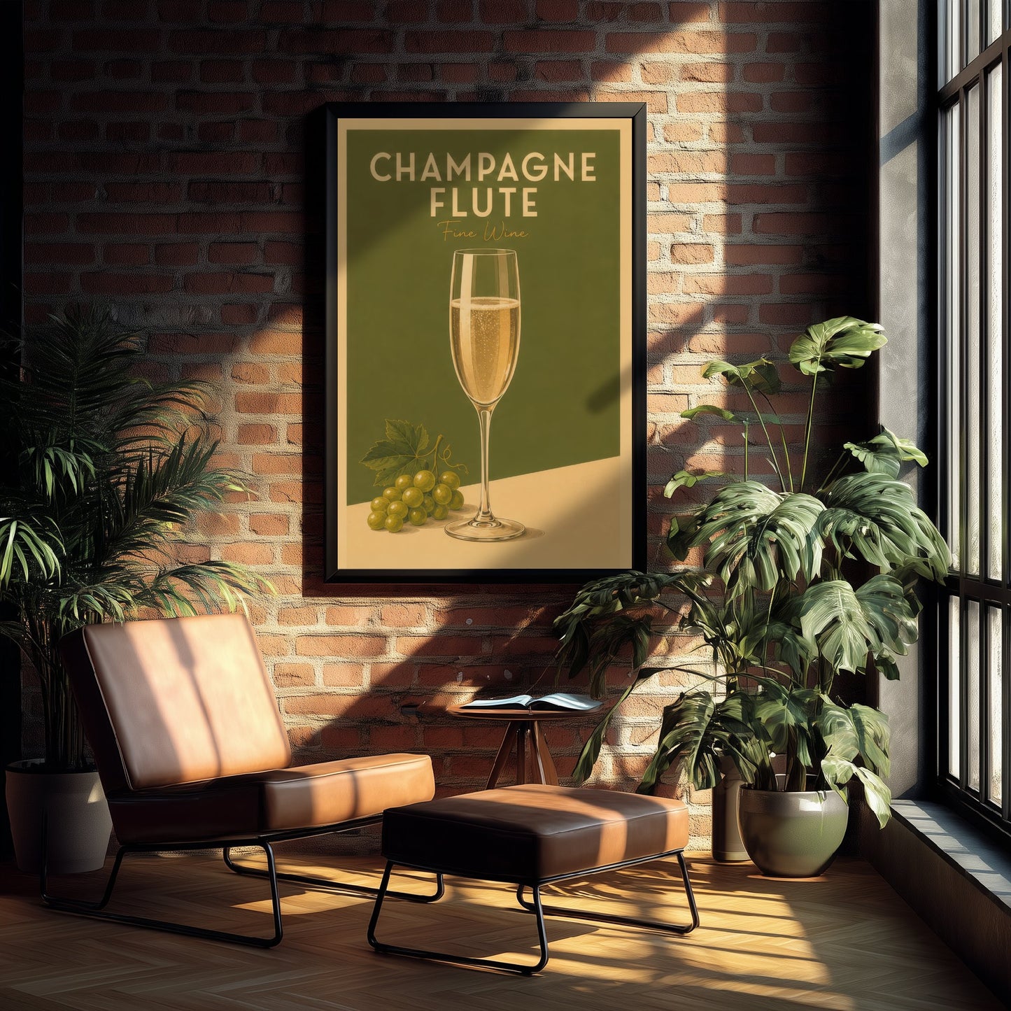 Vintage Champagne Art Print - Kitchen Poster - Food Illustration - Sparkling Wine Flute Wall Art 3/3