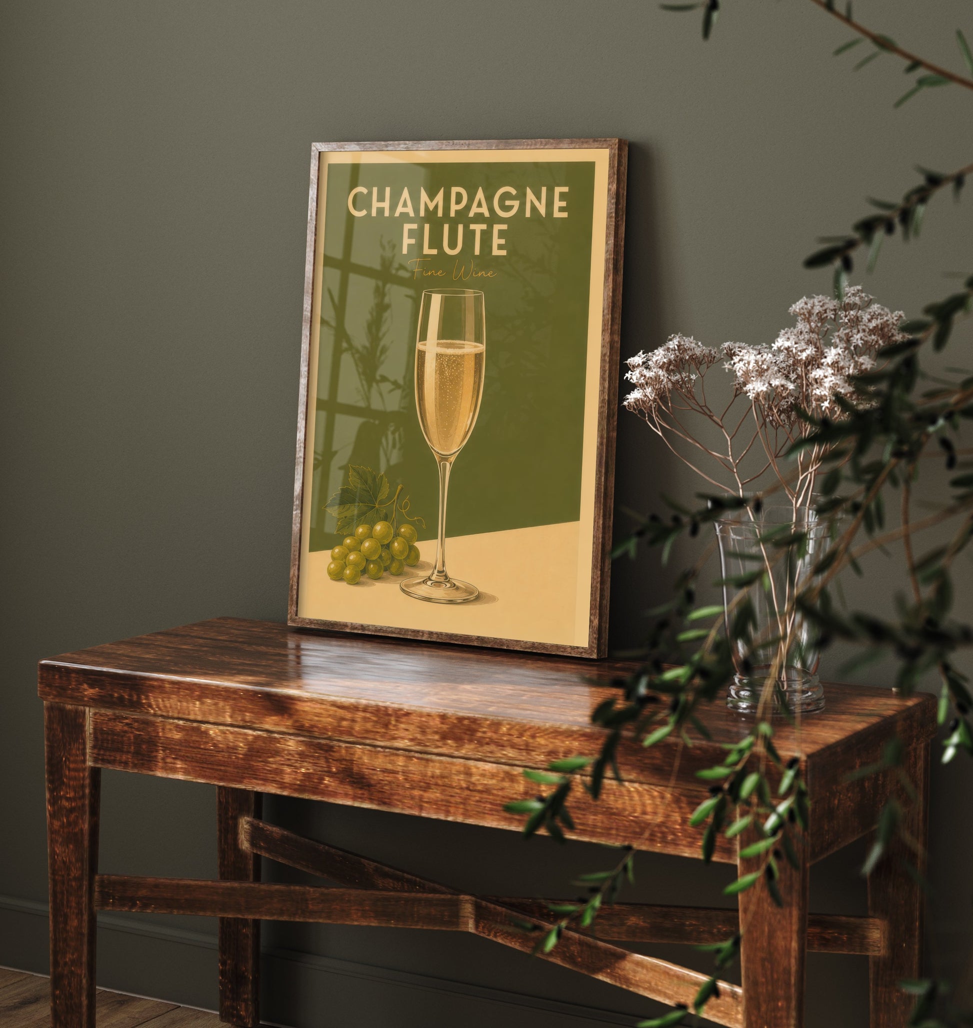 Vintage Champagne Art Print - Kitchen Poster - Food Illustration - Sparkling Wine Flute Wall Art 3/3