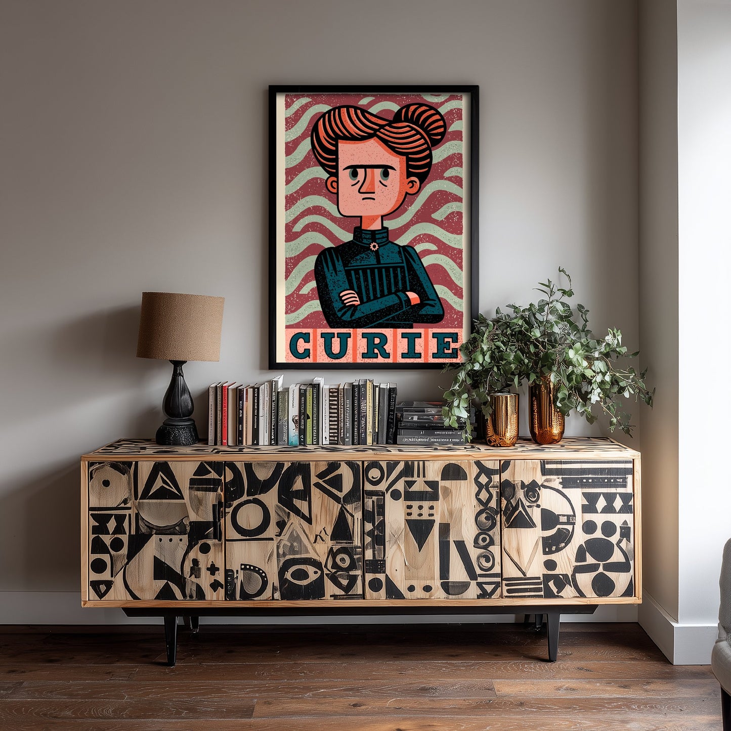 Marie Curie Art Print - Woodcut Portrait Poster - Bold Illustration - Women of Science Wall Art 1/3