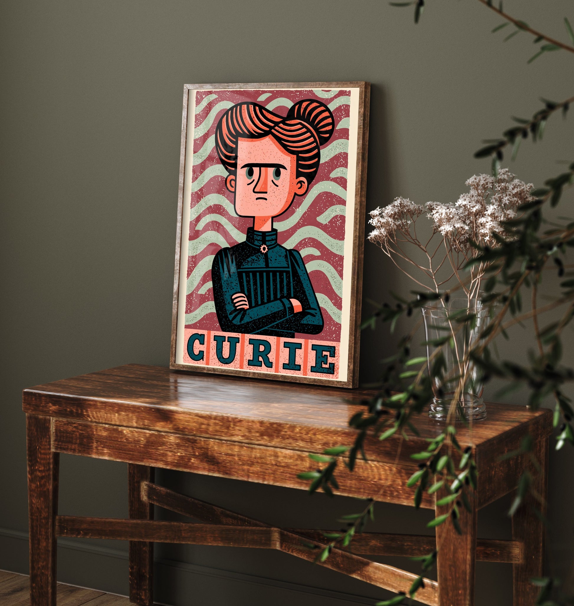 Marie Curie Art Print - Woodcut Portrait Poster - Bold Illustration - Women of Science Wall Art 1/3