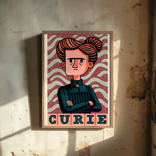 Marie Curie Art Print - Woodcut Portrait Poster - Bold Illustration - Women of Science Wall Art 1/3