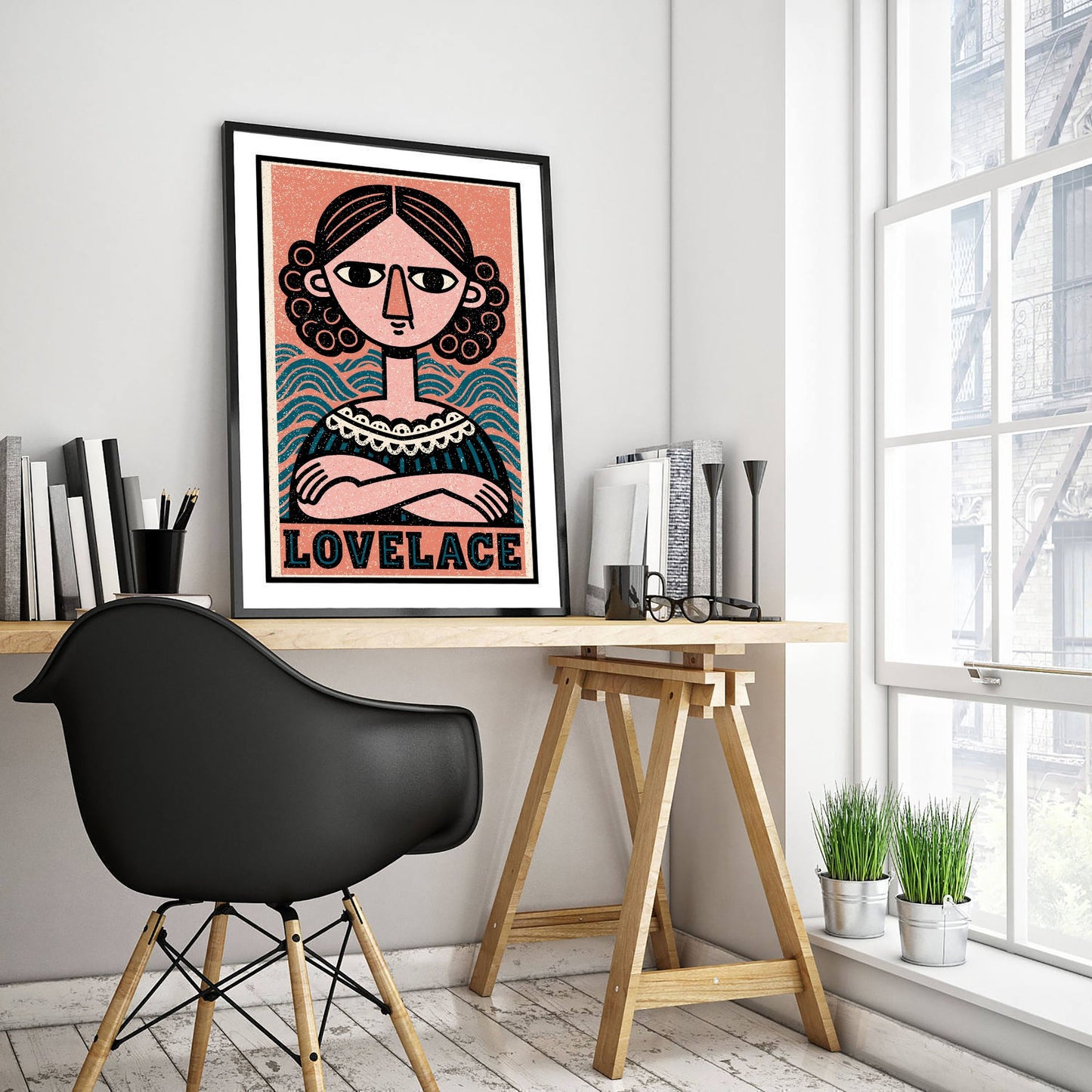 Ada Lovelace Art Print - Woodcut Portrait Poster - Bold Illustration - Women of Science Wall Art 2/3