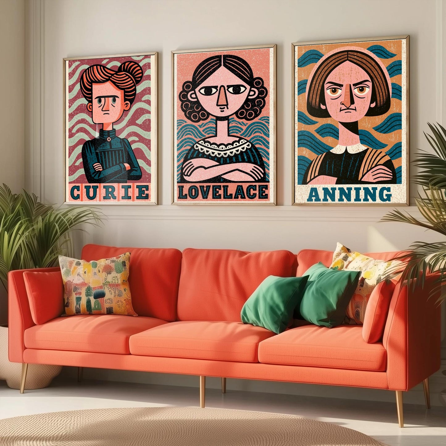 Women of Science Set of Three Art Prints - Marie Curie, Ada Lovelace, Mary Anning - Poster Wall Art Gift Illustration Decor