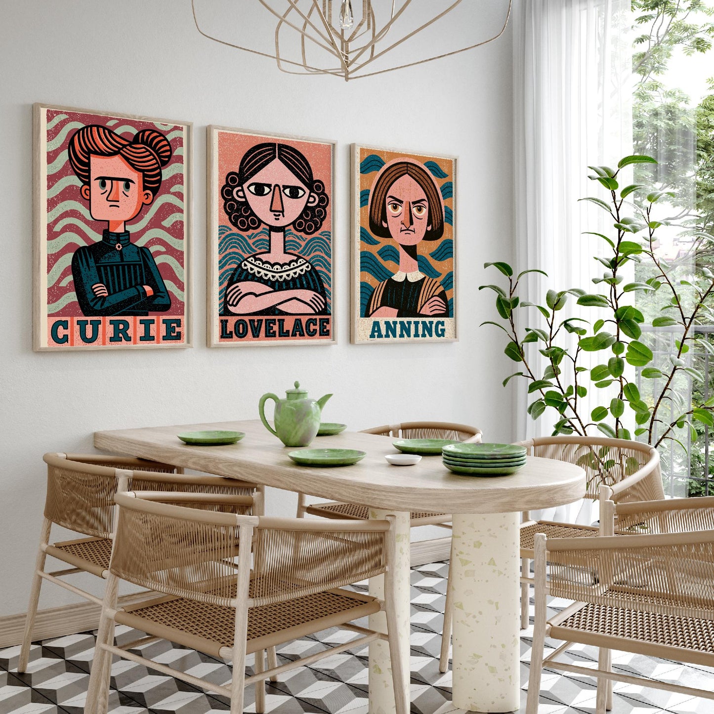 Women of Science Set of Three Art Prints - Marie Curie, Ada Lovelace, Mary Anning - Poster Wall Art Gift Illustration Decor