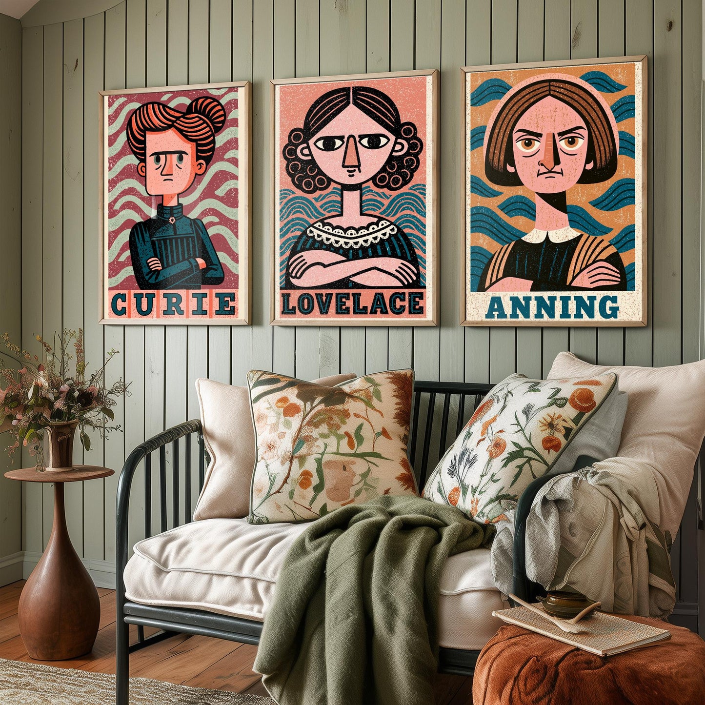 Women of Science Set of Three Art Prints - Marie Curie, Ada Lovelace, Mary Anning - Poster Wall Art Gift Illustration Decor