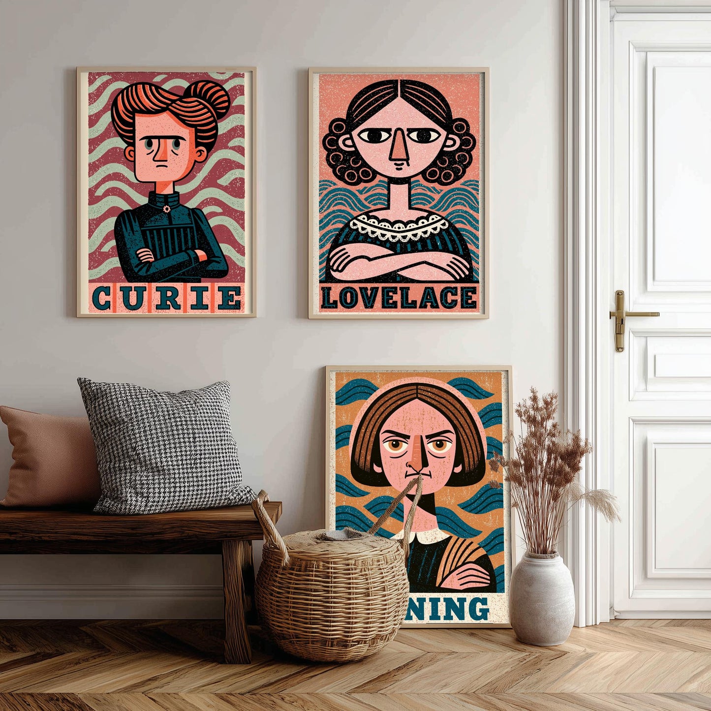 Women of Science Set of Three Art Prints - Marie Curie, Ada Lovelace, Mary Anning - Poster Wall Art Gift Illustration Decor
