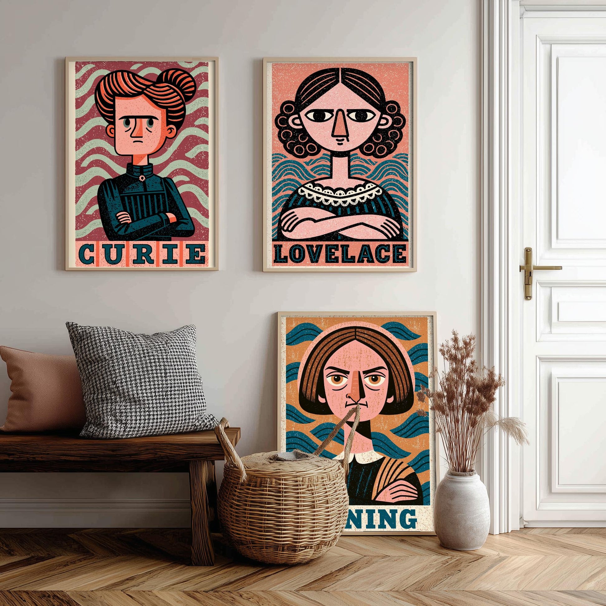 Women of Science Set of Three Art Prints - Marie Curie, Ada Lovelace, Mary Anning - Poster Wall Art Gift Illustration Decor