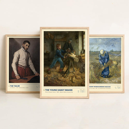 Working People Set of Three Art Prints - The Tailor, Binding Sheaves, The Young Sabot Maker - Moroni Van Gogh Tanner Posters - Paintings