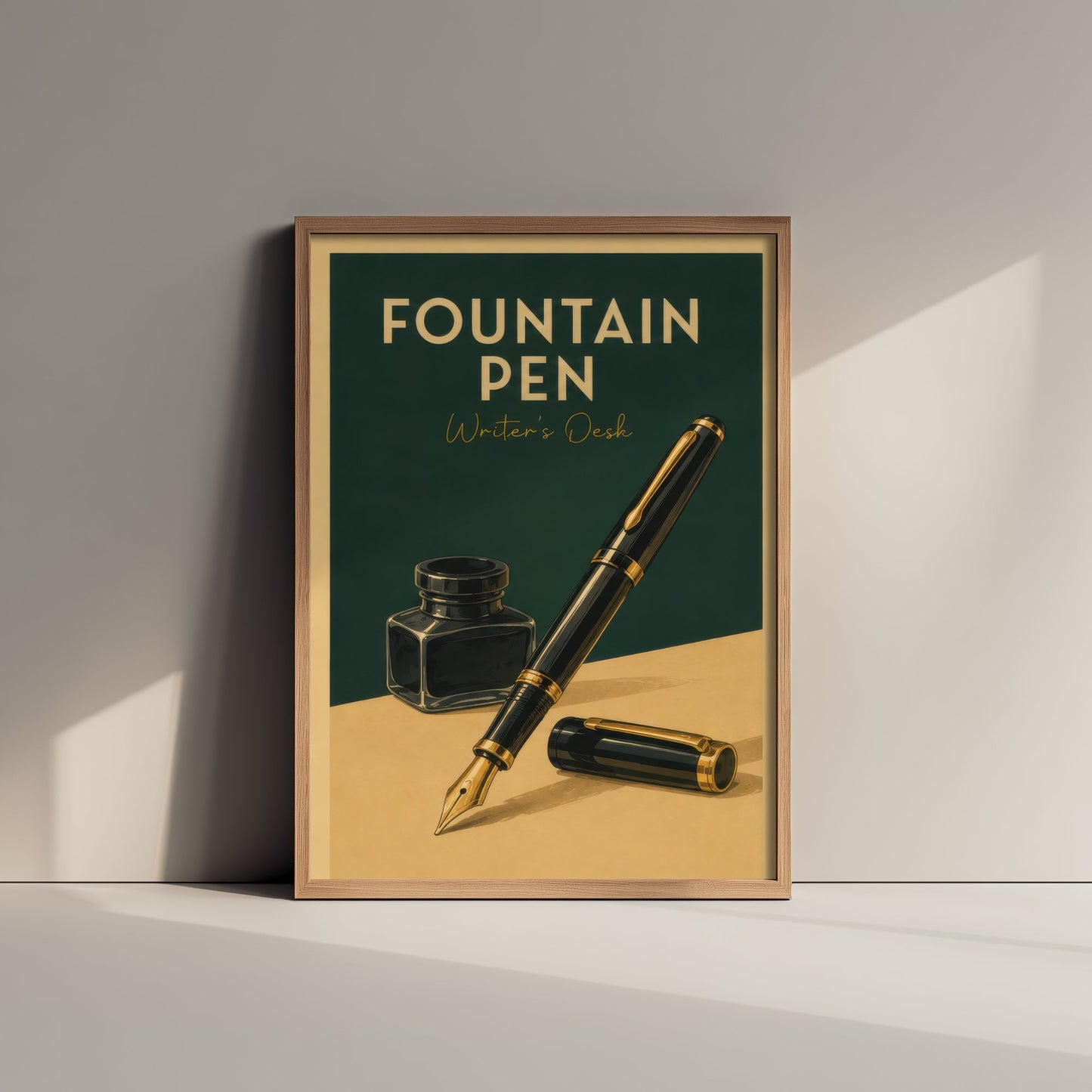 Vintage Fountain Pen Art Print - Writer's Desk Poster - Study Illustration - Author Office Wall Art 1/3