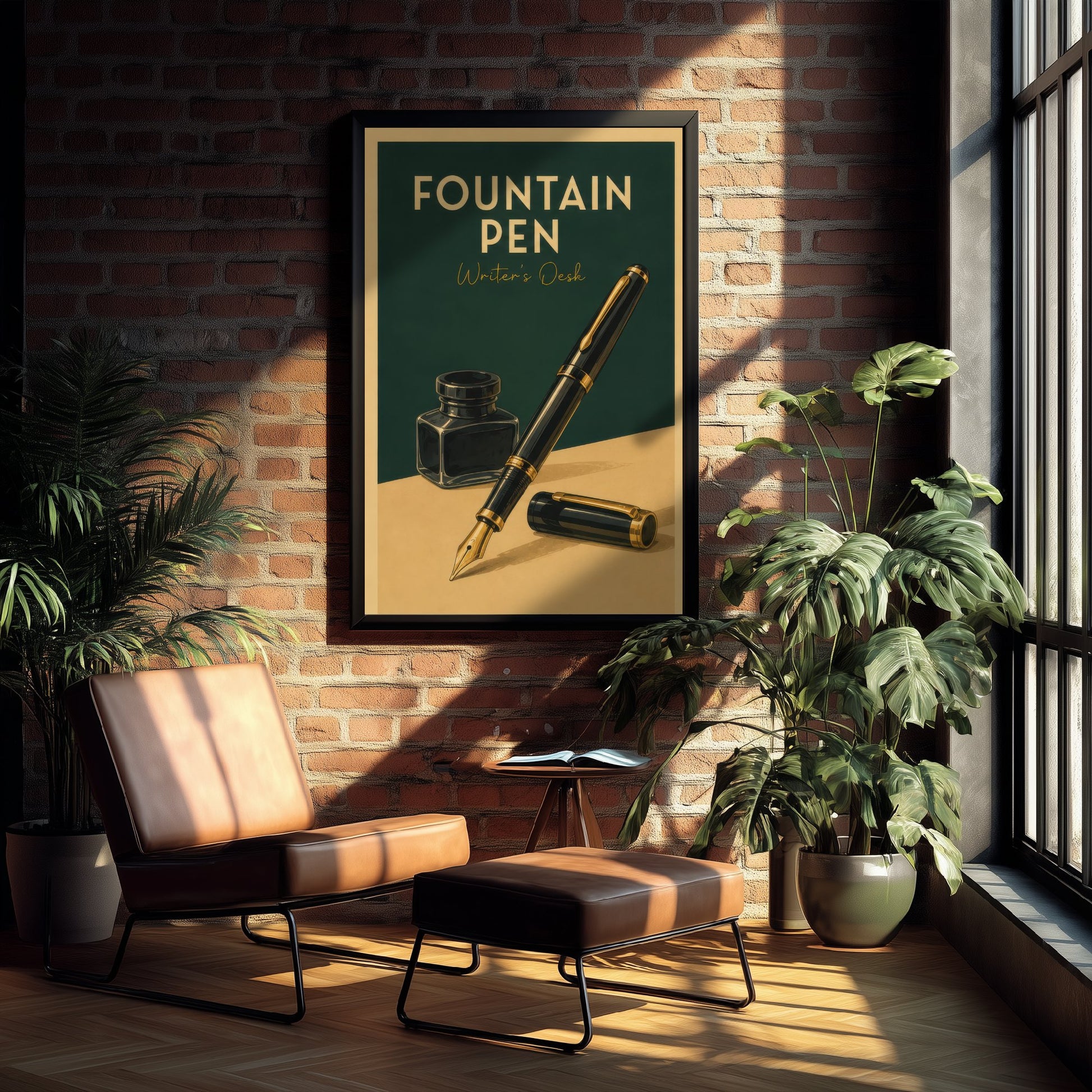 Vintage Fountain Pen Art Print - Writer's Desk Poster - Study Illustration - Author Office Wall Art 1/3
