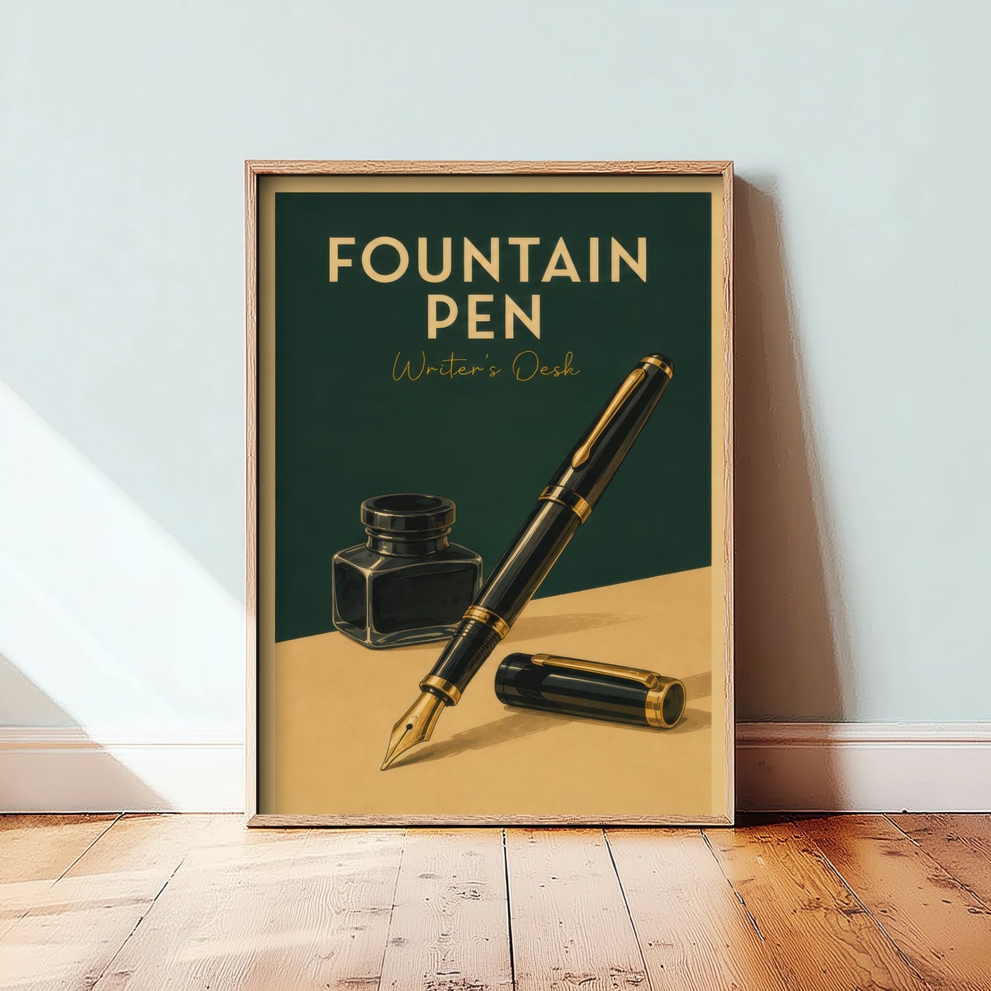 Vintage Fountain Pen Art Print - Writer's Desk Poster - Study Illustration - Author Office Wall Art 1/3
