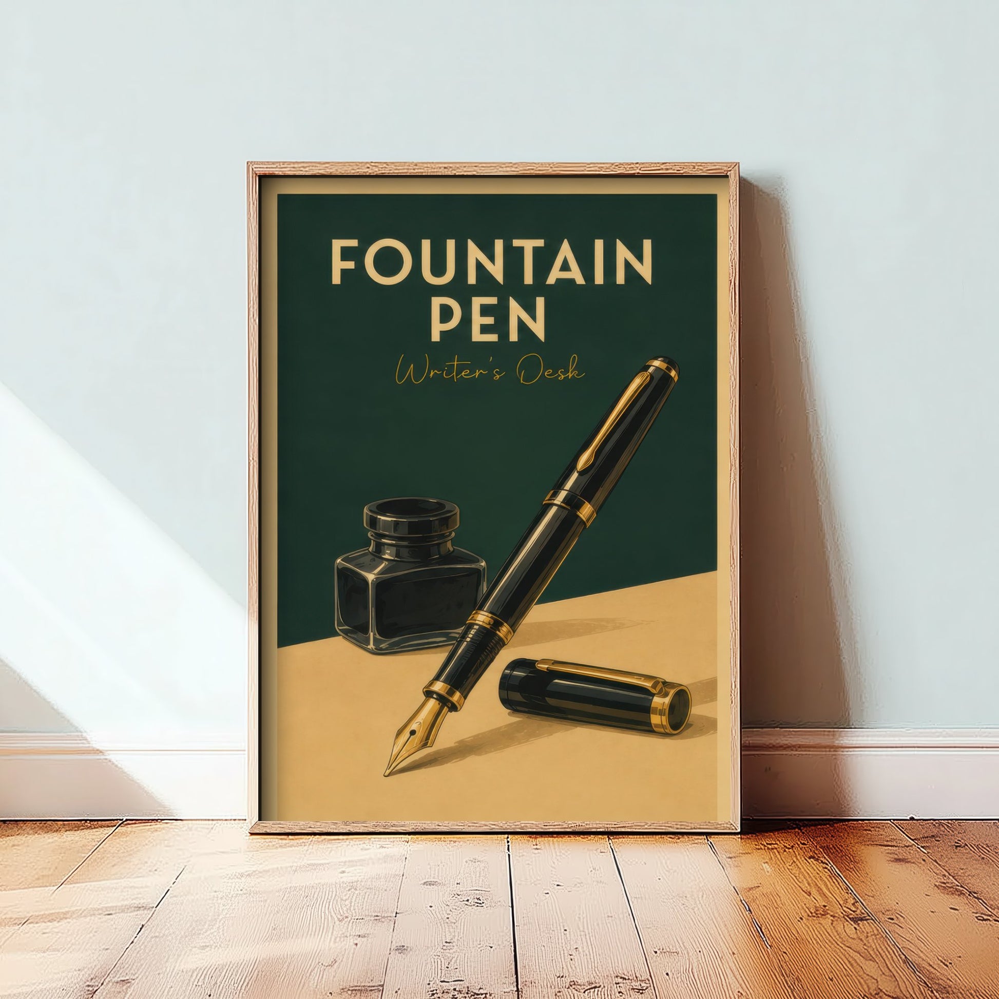 Vintage Fountain Pen Art Print - Writer's Desk Poster - Study Illustration - Author Office Wall Art 1/3