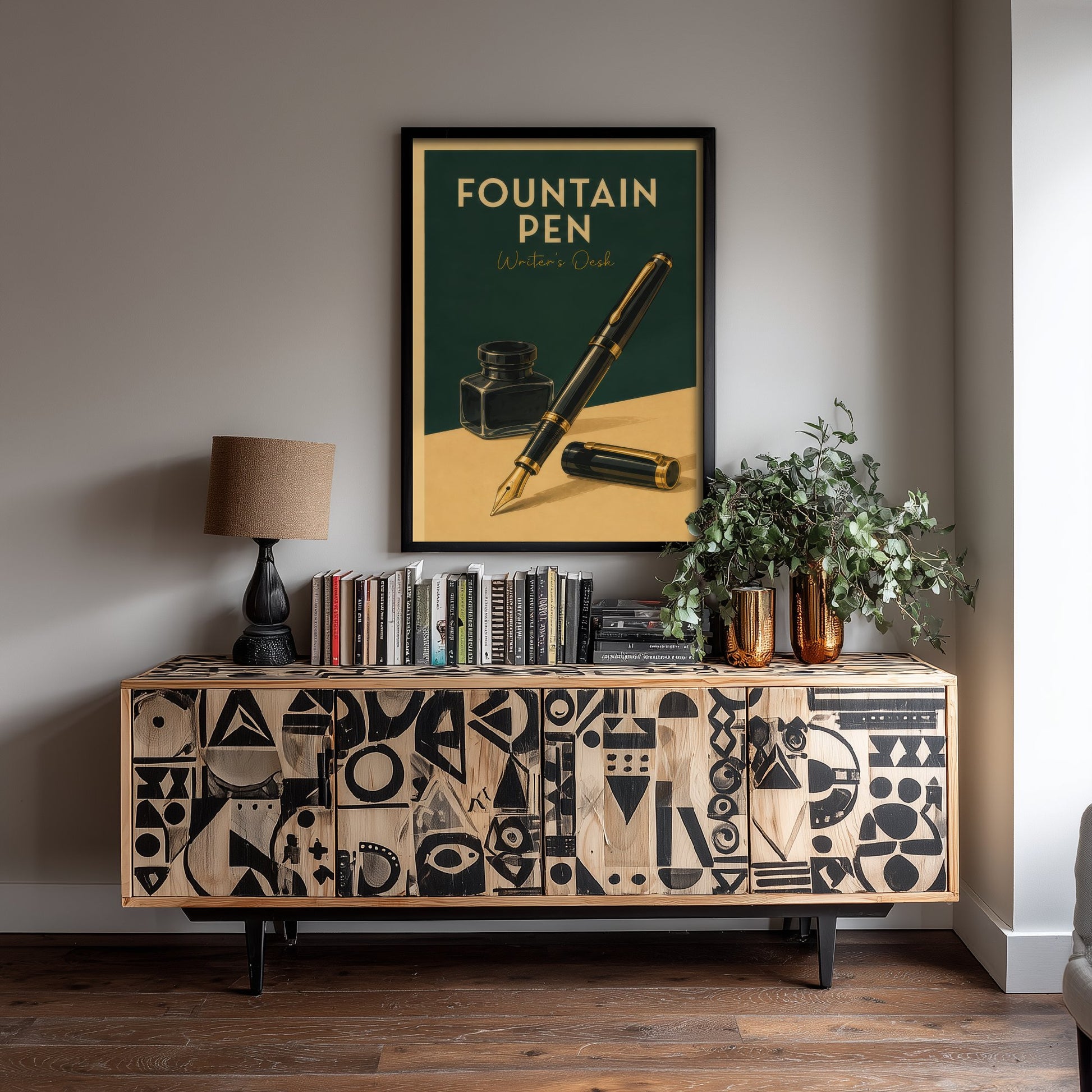 Vintage Fountain Pen Art Print - Writer's Desk Poster - Study Illustration - Author Office Wall Art 1/3