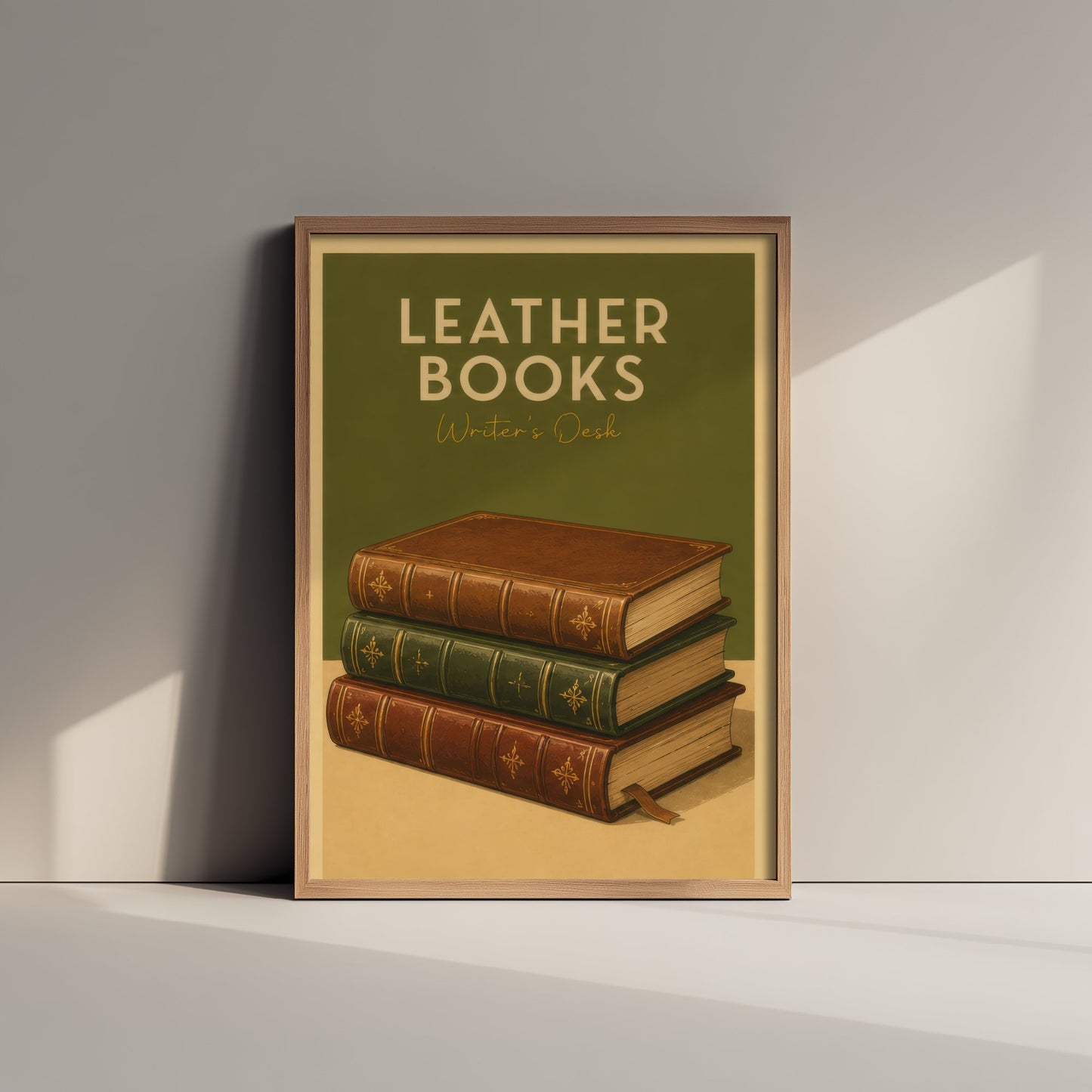 Vintage Leather Books Art Print - Writer's Desk Poster - Study Illustration - Author Office Wall Art 3/3