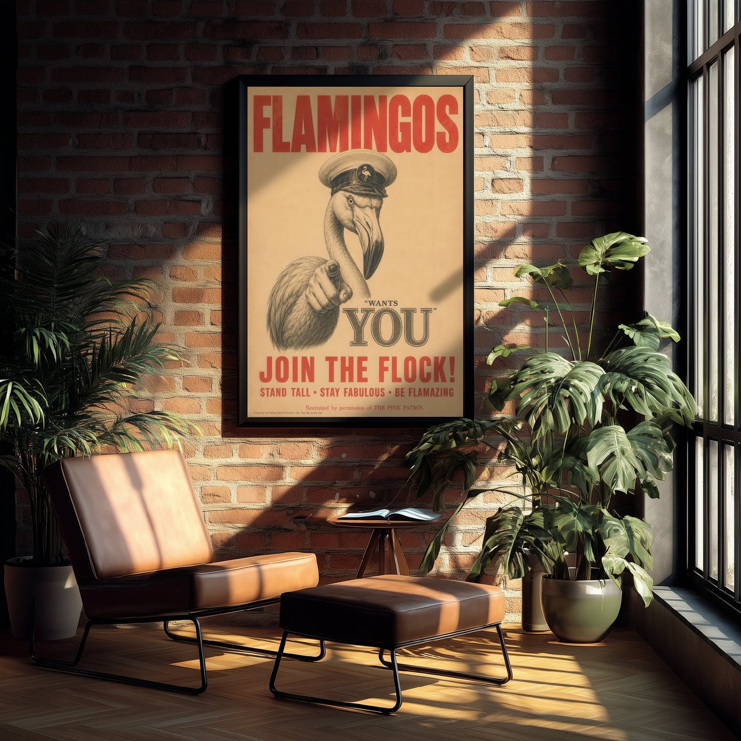 Flamingo Wants You Art Print - Funny Vintage Poster - Quirky Animal Illustration - Join the Flock 3/3