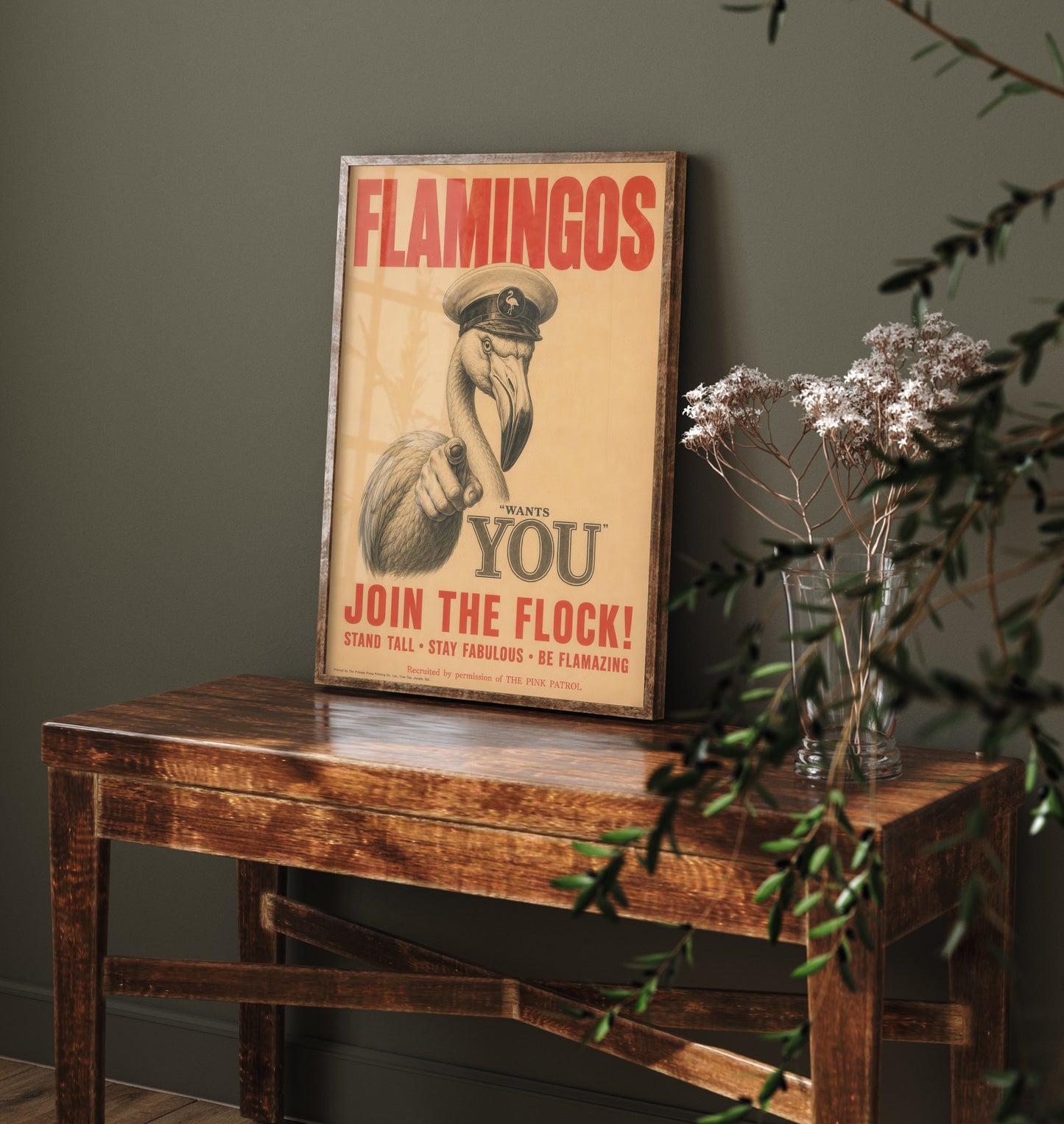 Flamingo Wants You Art Print - Funny Vintage Poster - Quirky Animal Illustration - Join the Flock 3/3