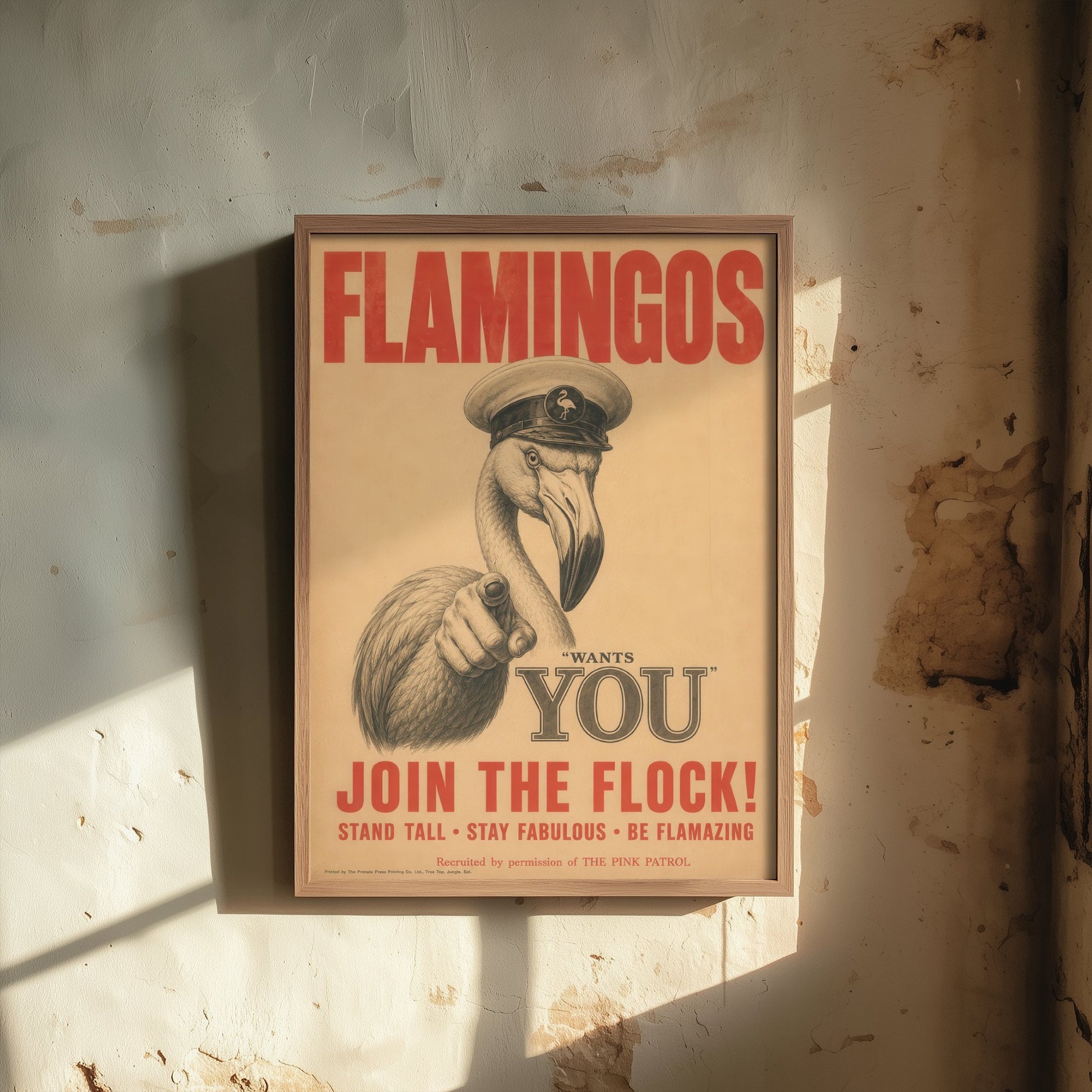 Flamingo Wants You Art Print - Funny Vintage Poster - Quirky Animal Illustration - Join the Flock 3/3