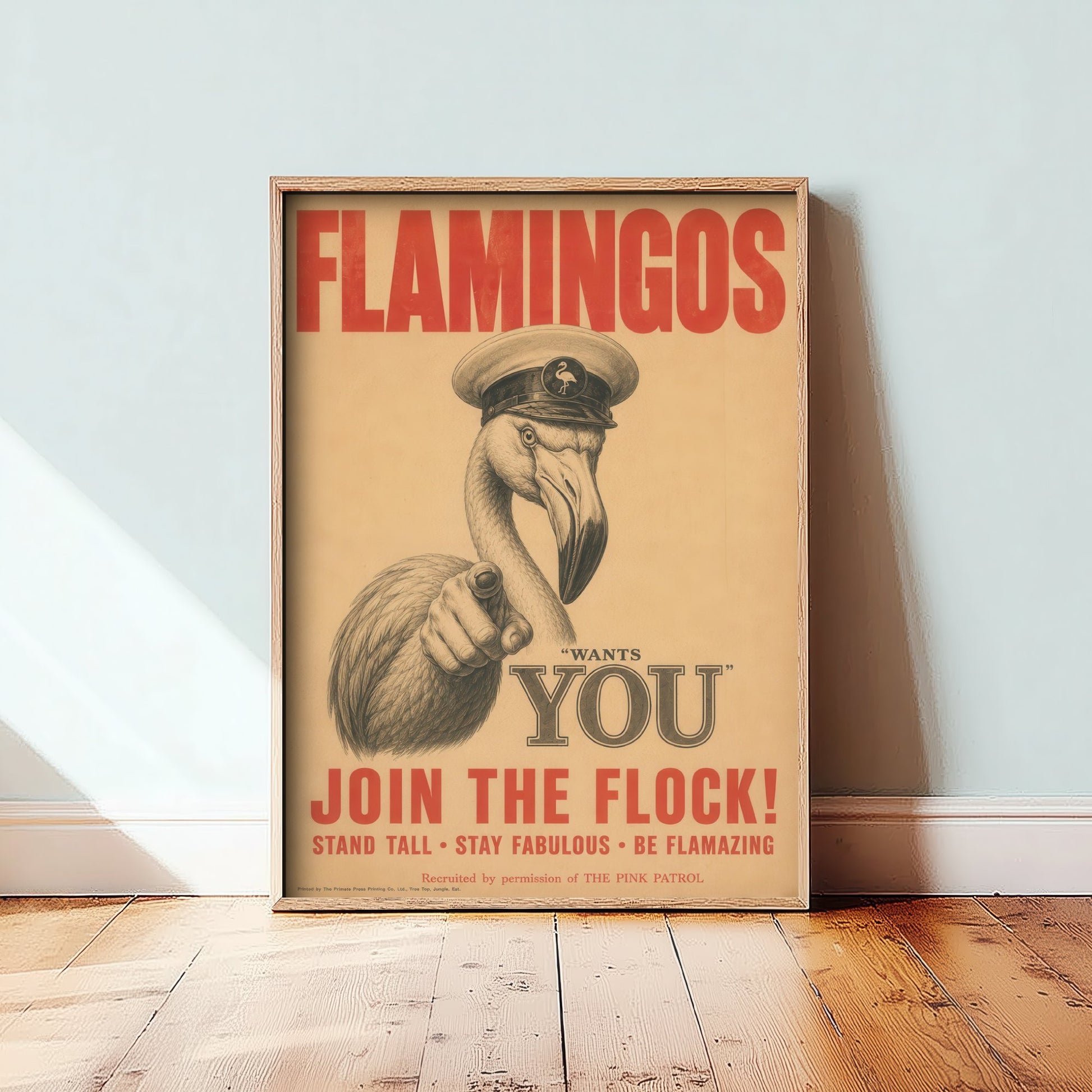 Flamingo Wants You Art Print - Funny Vintage Poster - Quirky Animal Illustration - Join the Flock 3/3