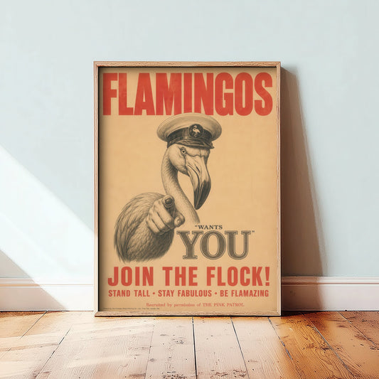 Flamingo Wants You Art Print - Funny Vintage Poster - Quirky Animal Illustration - Join the Flock 3/3